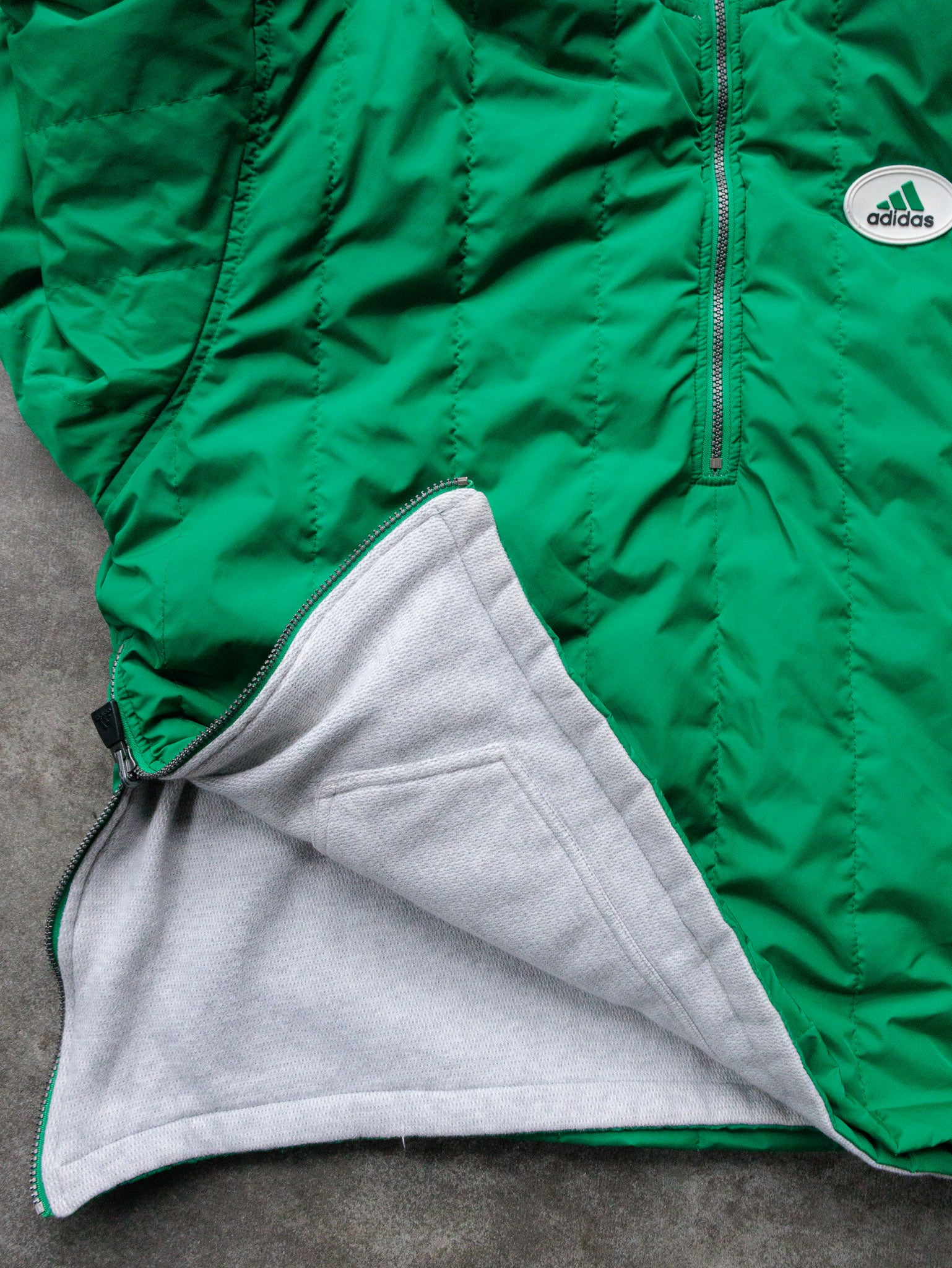 Vintage 90s Reversible Adidas Half-Zip Quilted Reversible Jacket (XL)