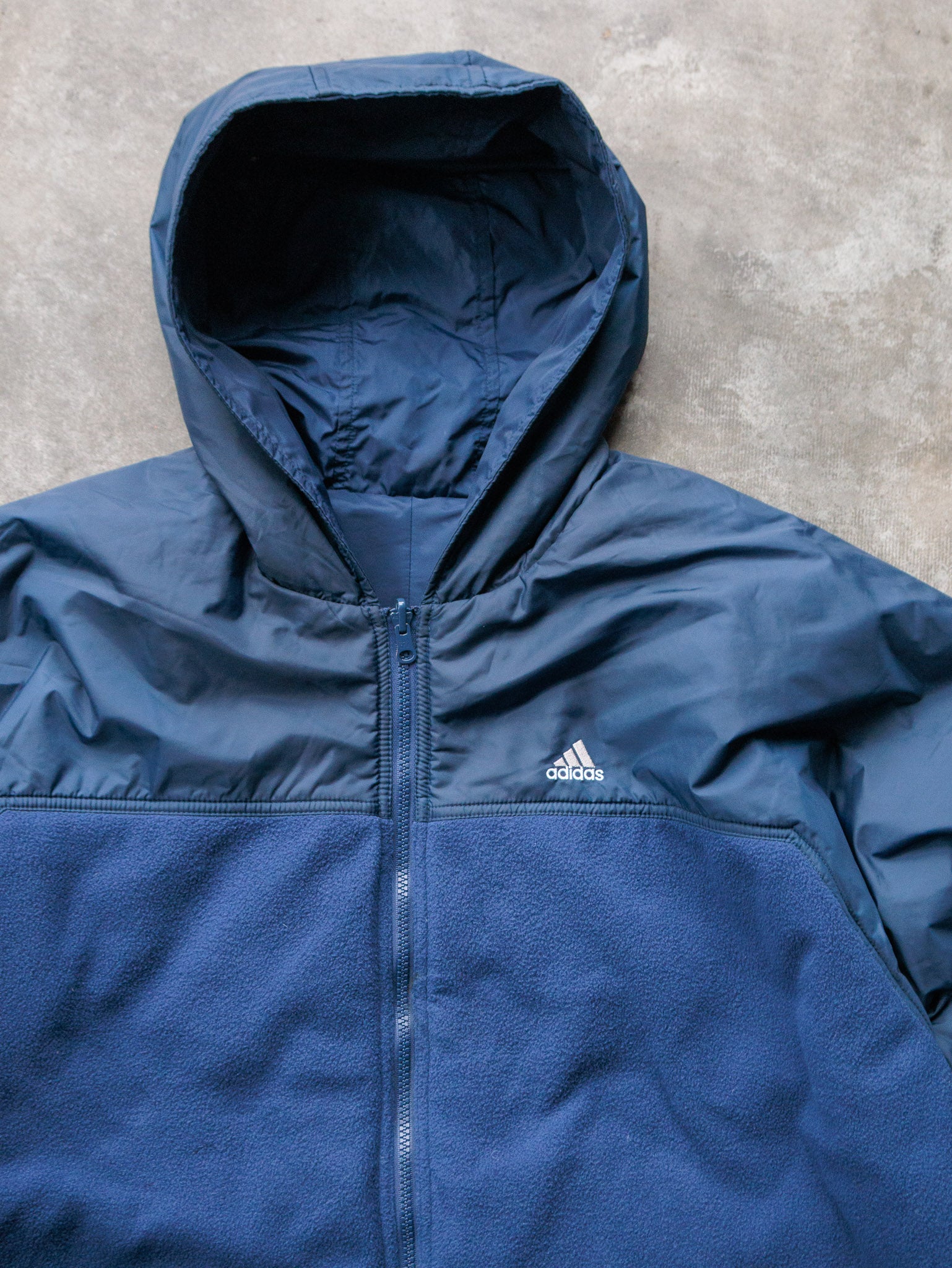 Vintage 00s Navy Reversible Adidas Hooded Jacket (L)