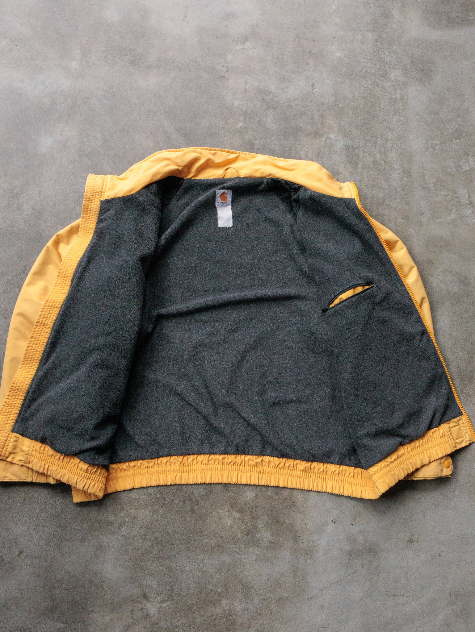 Vintage 90s Yellow Carhartt Fleece-Lined Bomber Jacket (2XL)