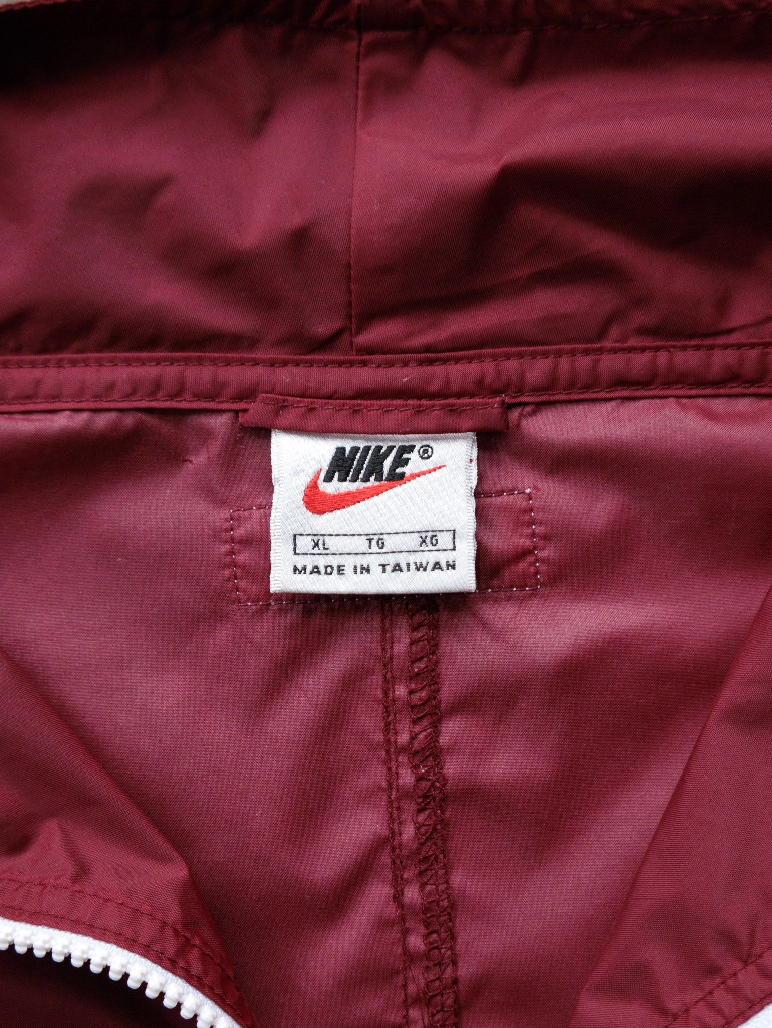 Vintage 90s Maroon Nike Swoosh Windbreaker (XL)