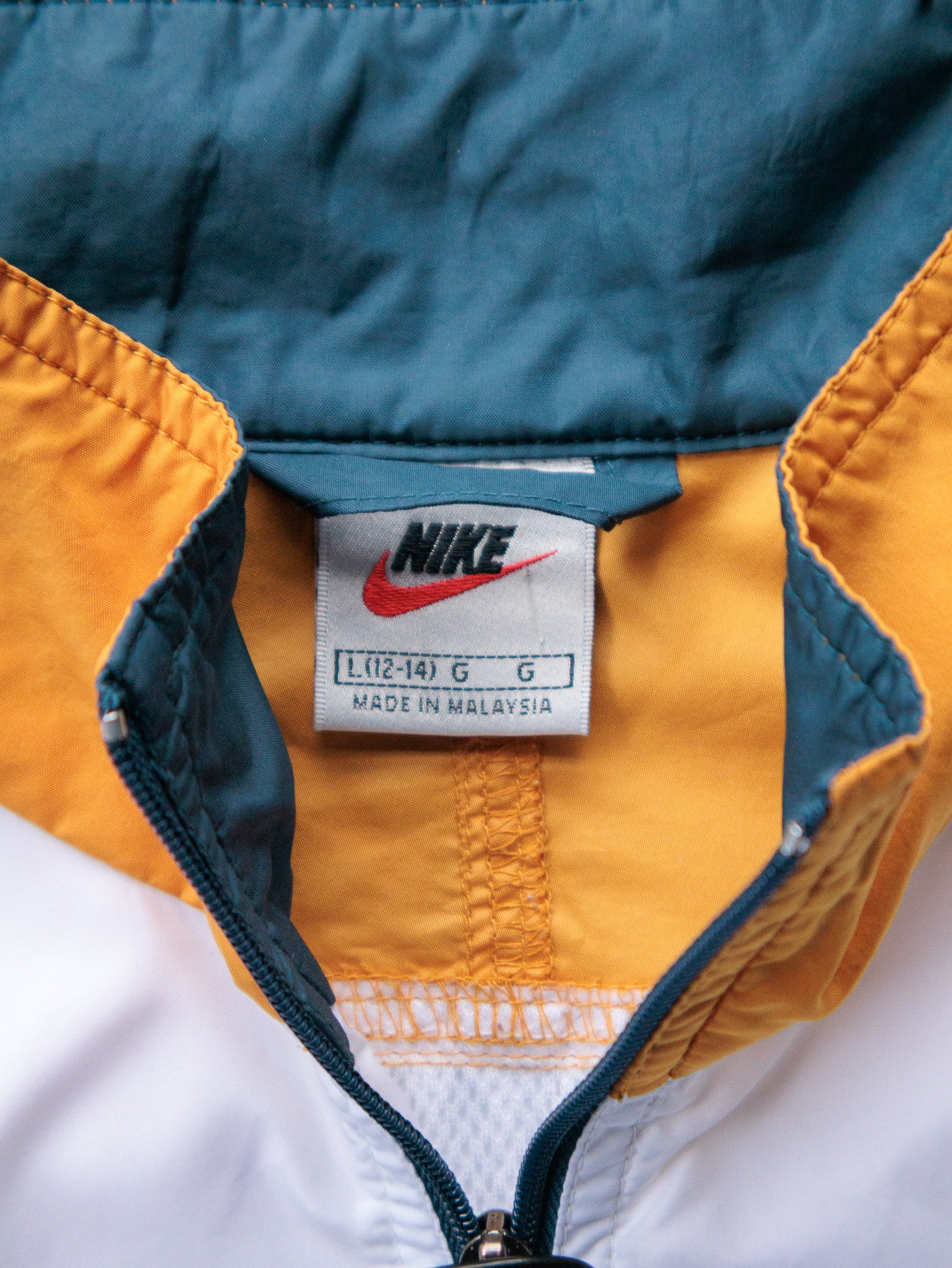 Vintage 90s Teal & Yellow Nike Zip Windbreaker (12-14Y)