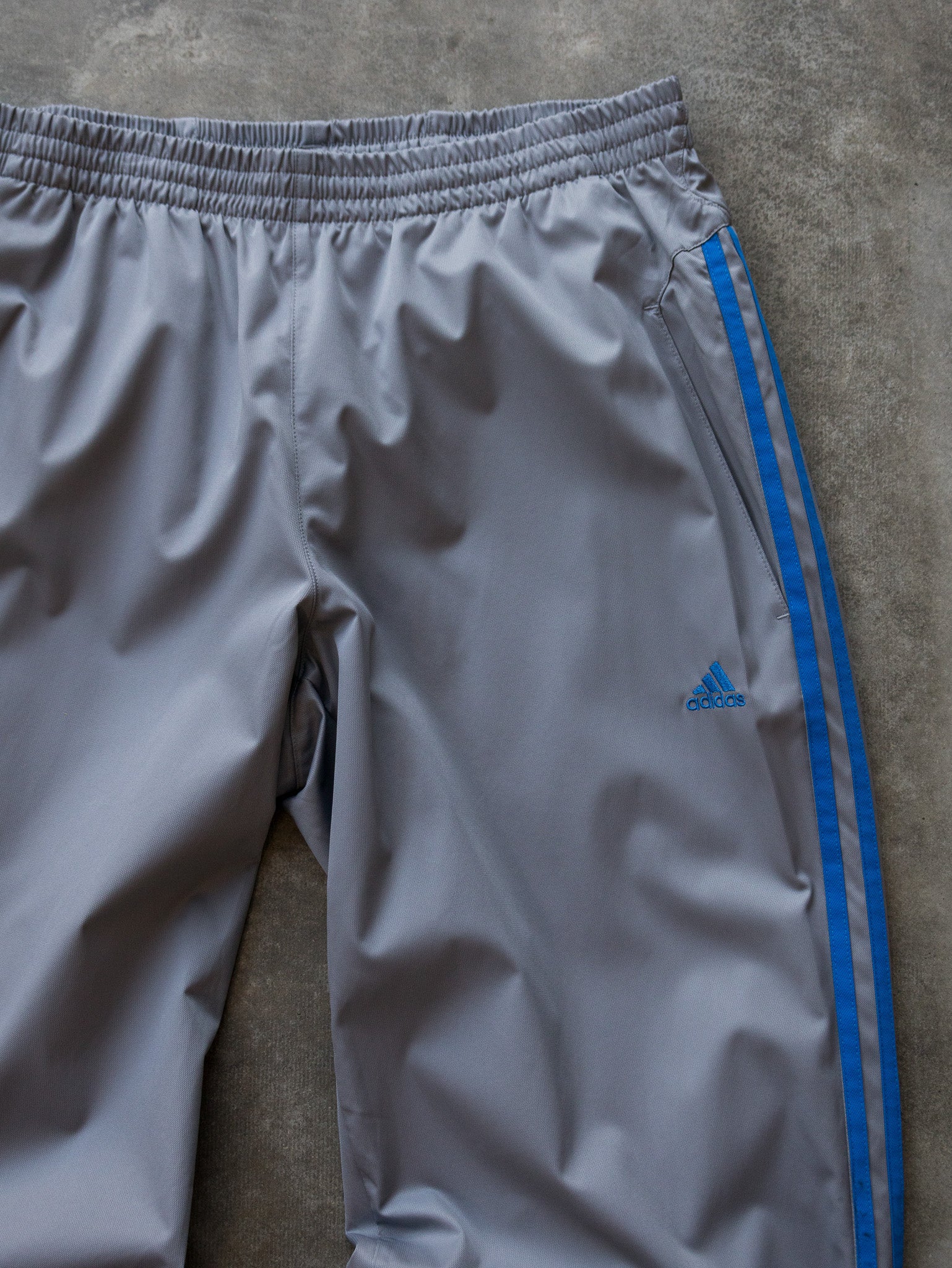 Vintage 00s Grey & Blue Adidas Track Pants (L)