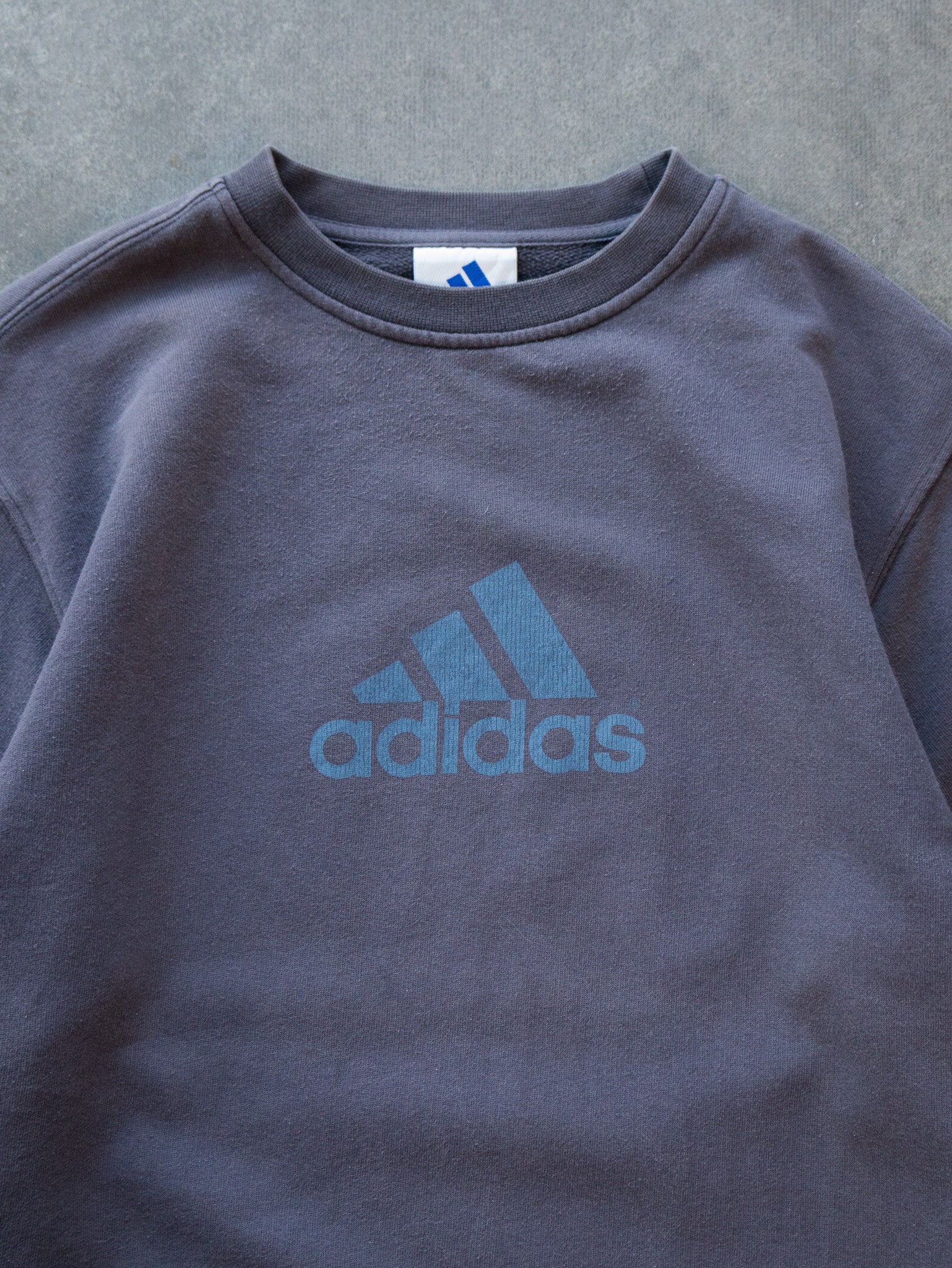 Vintage Washed Black Adidas Tonal Logo Sweatshirt (M)