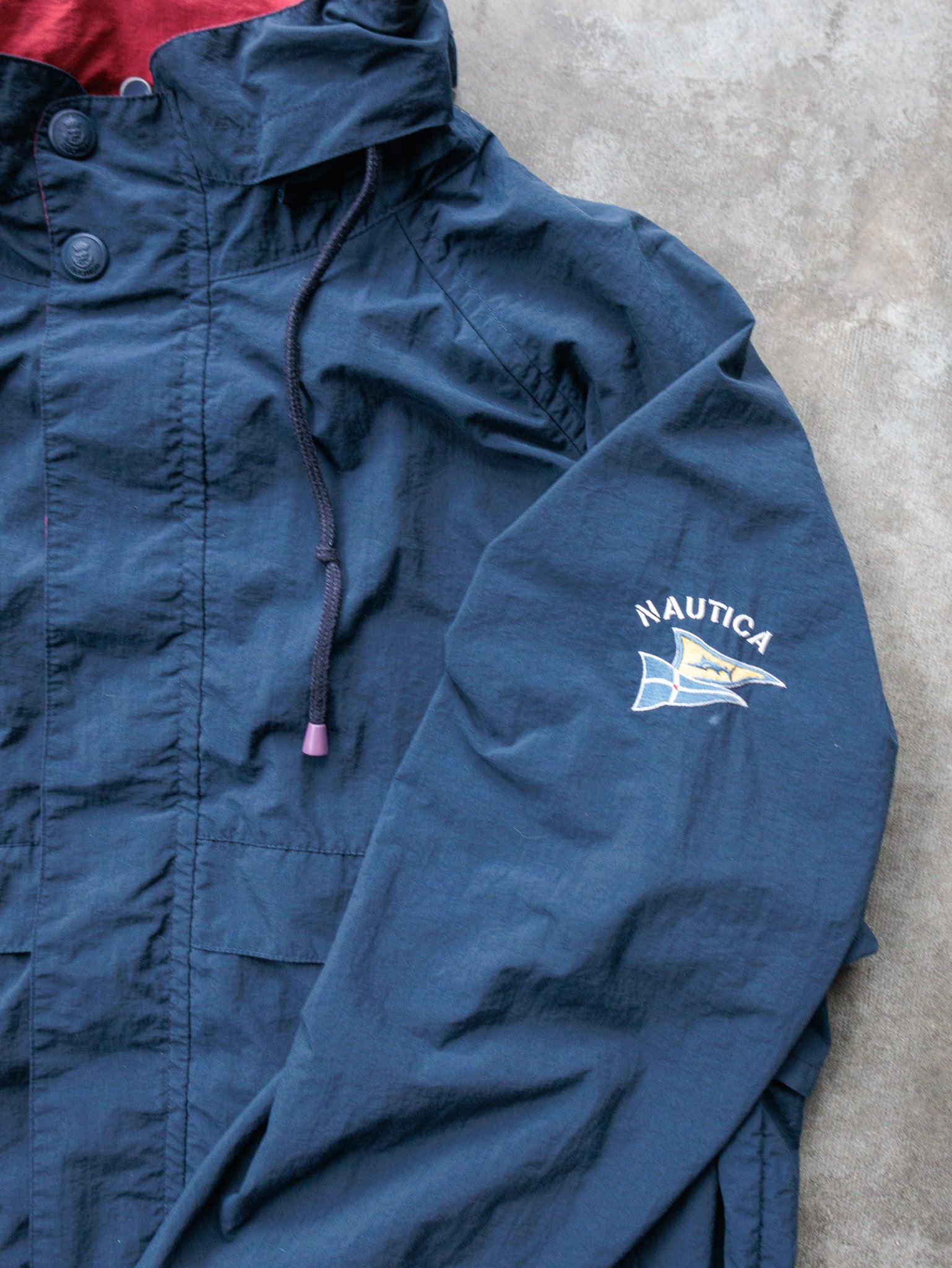 Vintage 90s Navy Nautica Mesh-Lined Windbreaker (2XL)
