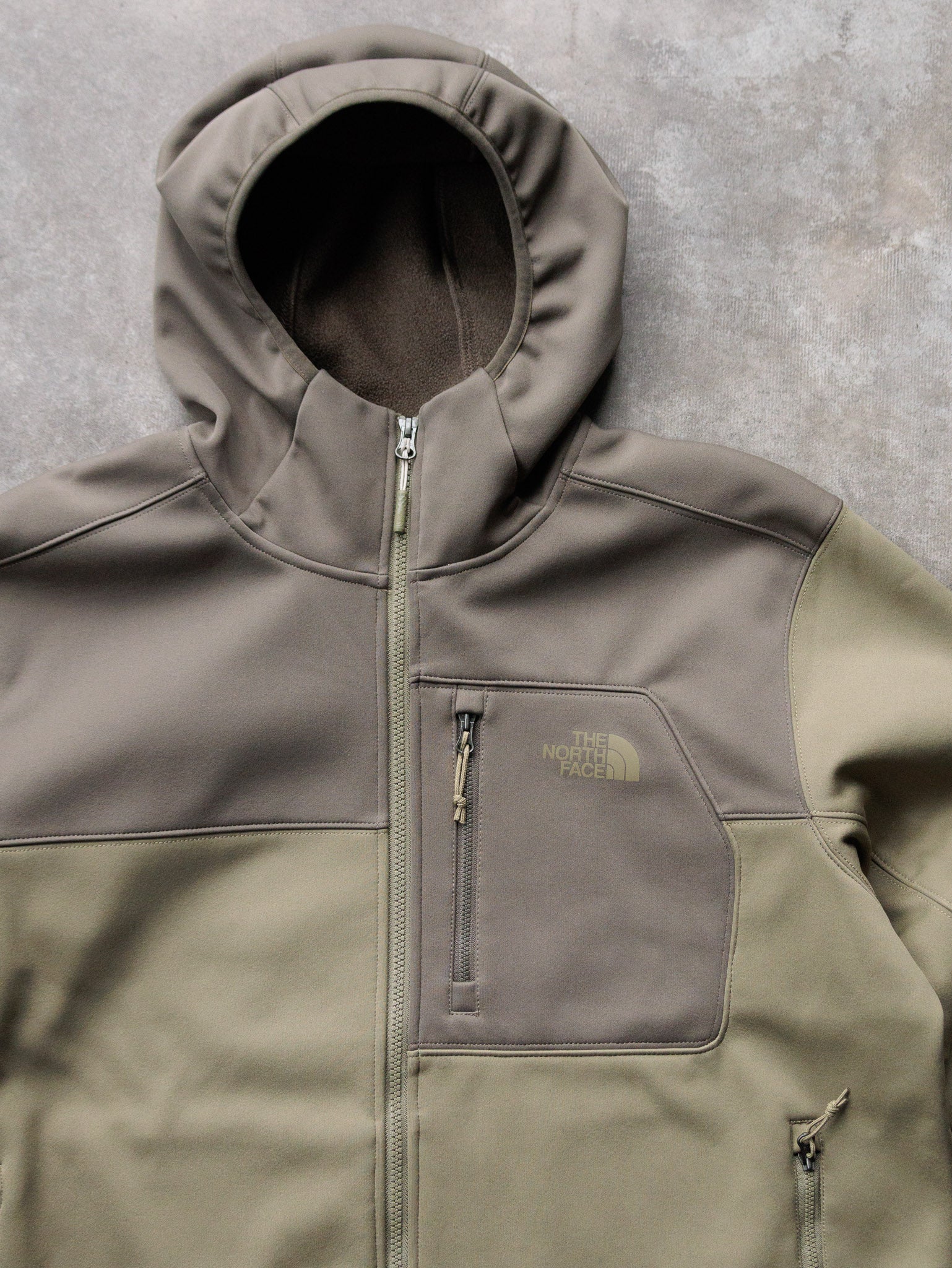 Vintage Olive The North Face Fleece-Lined Softshell Jacket (XL)