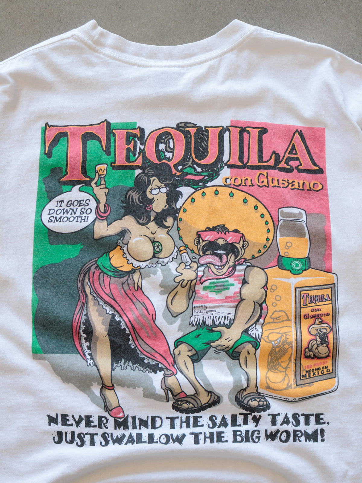 Vintage 90s White Ensenada Mexico Tequila Slogan Tee (XL)