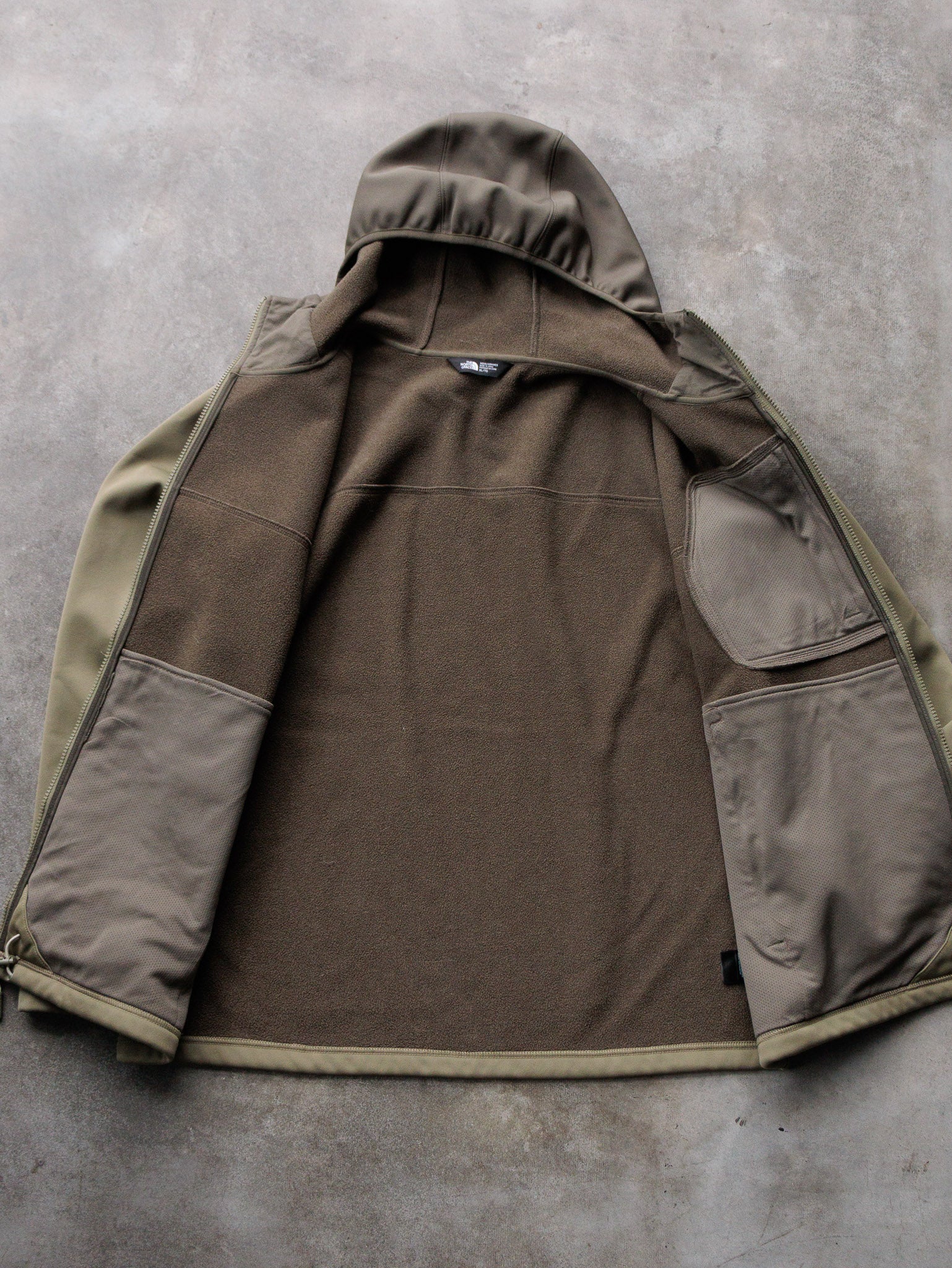 Vintage Olive The North Face Fleece-Lined Softshell Jacket (XL)
