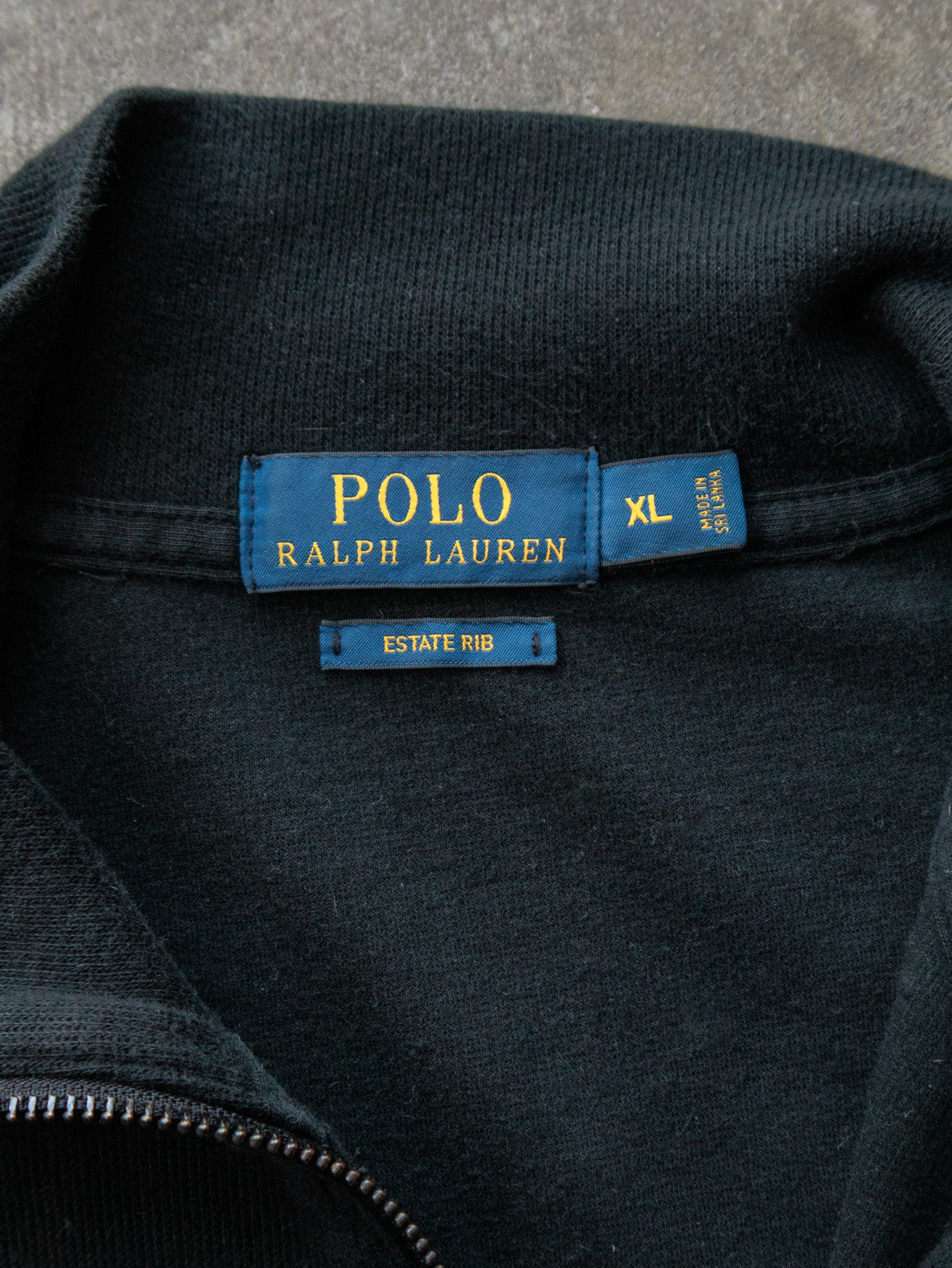 Vintage Black Polo Ralph Lauren Full Zip Sweatshirt (XL)