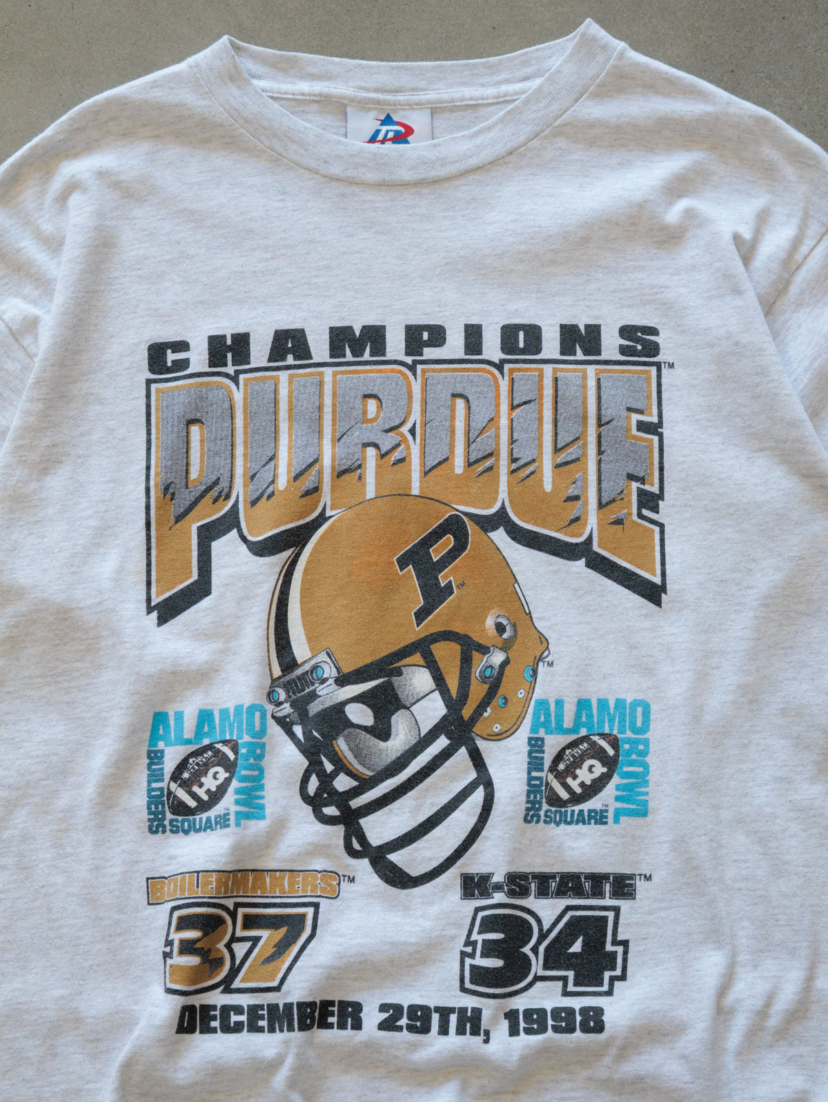 Vintage 1998 Grey Purdue Boilermakers Alamo Bowl Champions Tee (L)