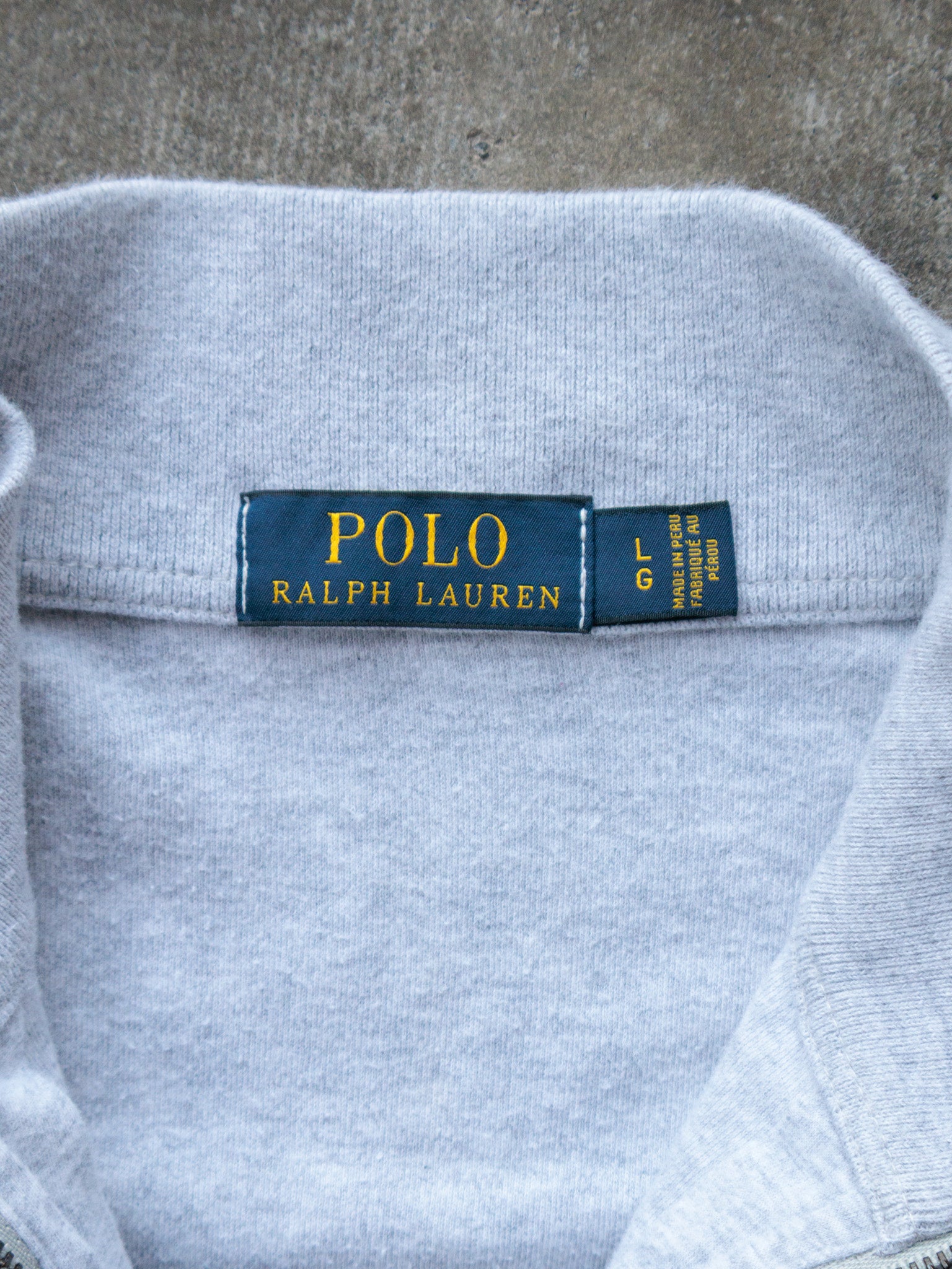 Vintage Grey Polo Ralph Lauren Fleece Quarter Zip (L)