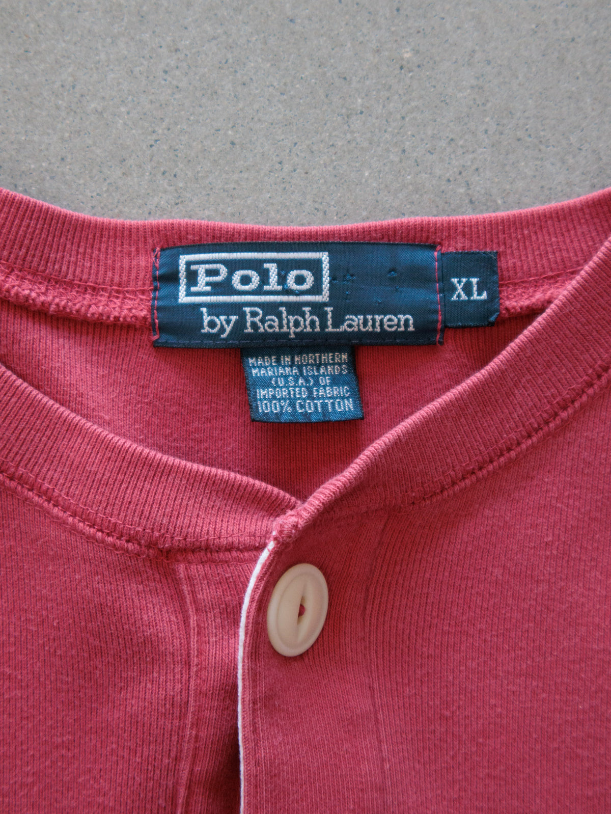 Vintage 90s Red Polo Ralph Lauren Henley Shirt (XL)