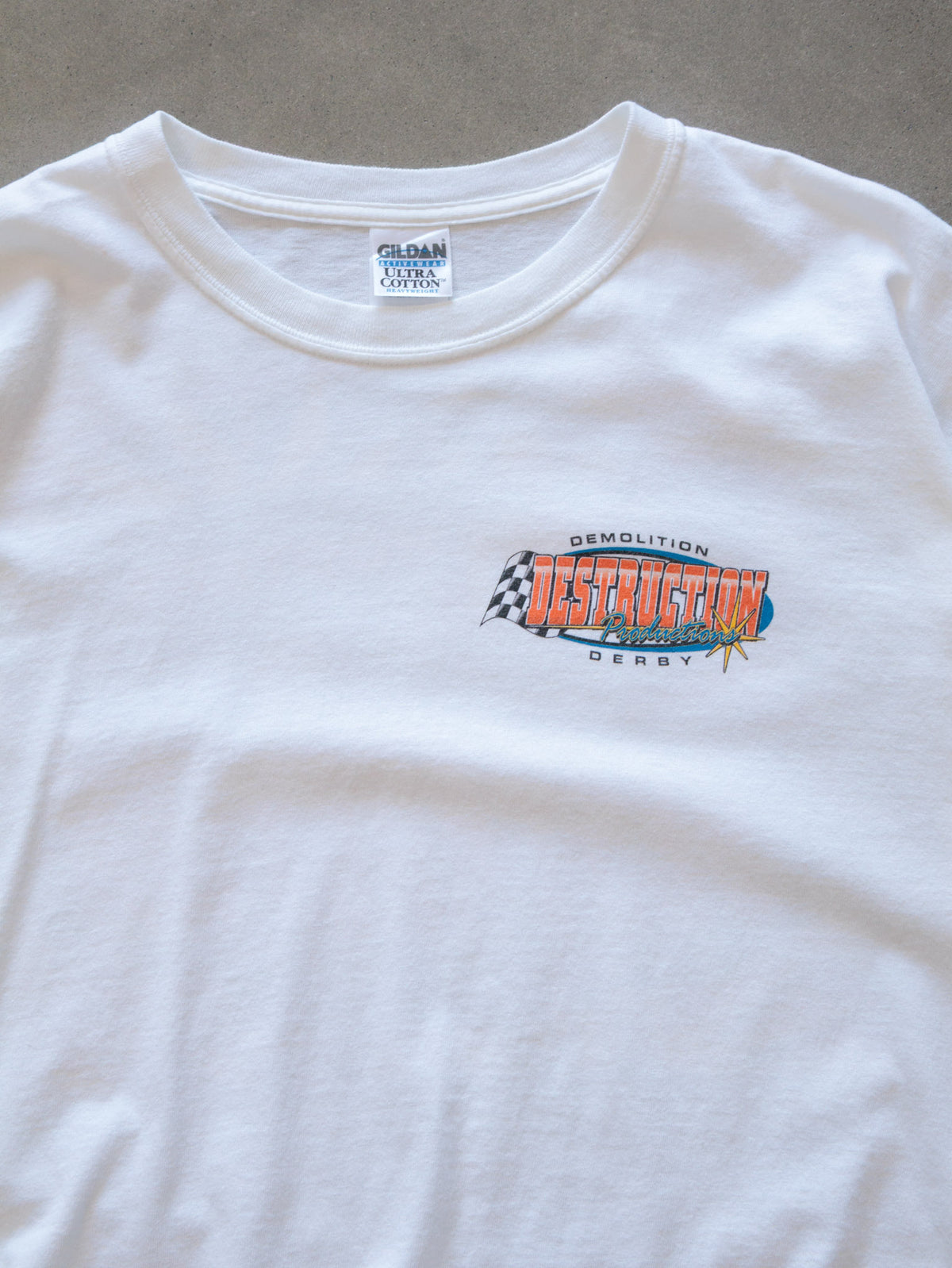 Vintage 00s White Destruction Productions Demolition Derby Tee (XL)