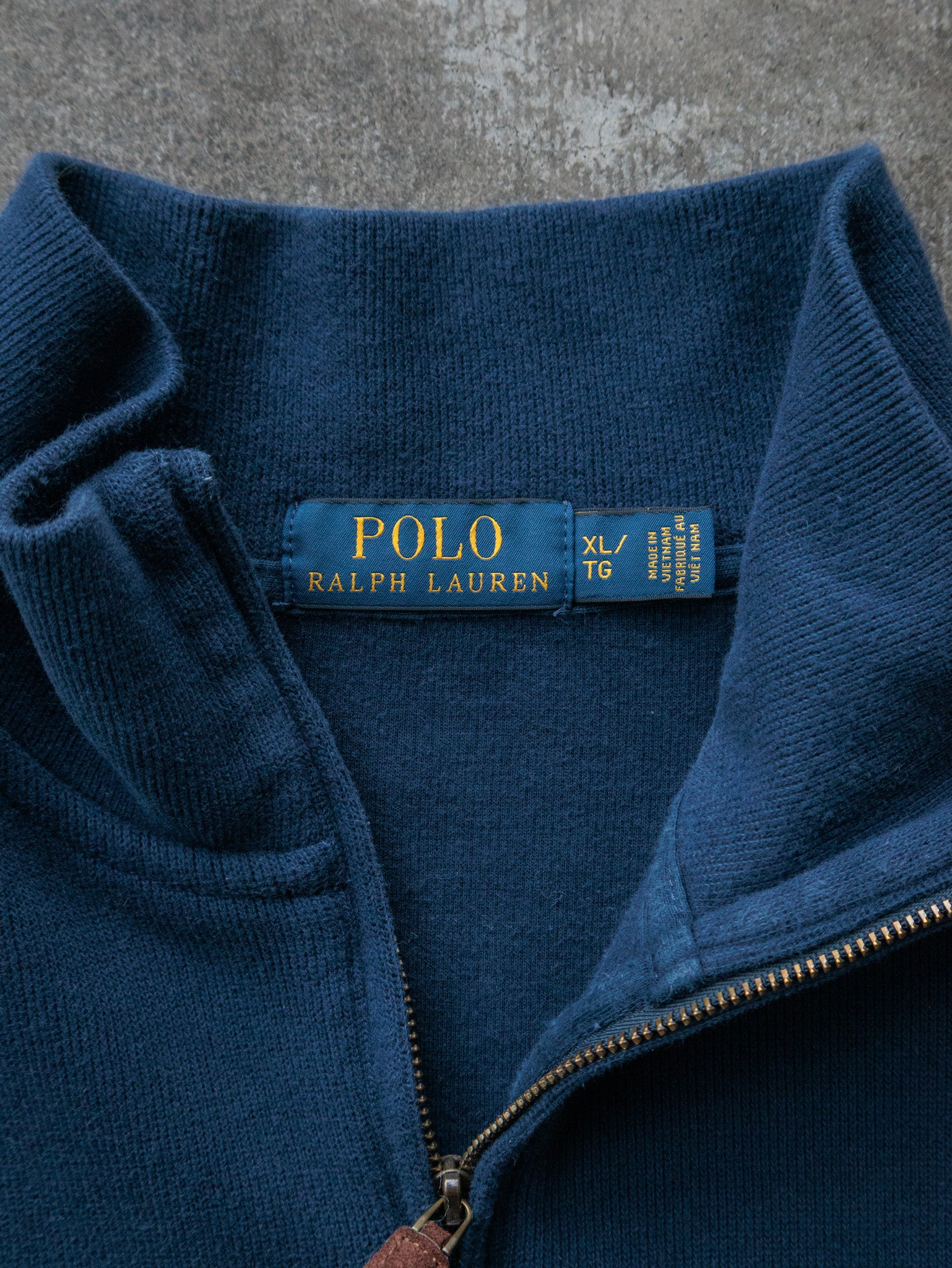 Vintage Navy Polo Ralph Lauren Quarter Zip Knit Sweater (XL)