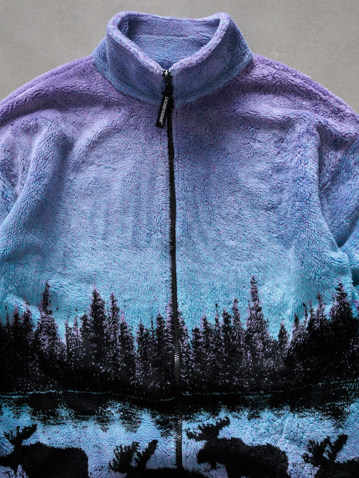 Vintage Purple Black Mountain Outdoor Moose Fleece Jacket (L)