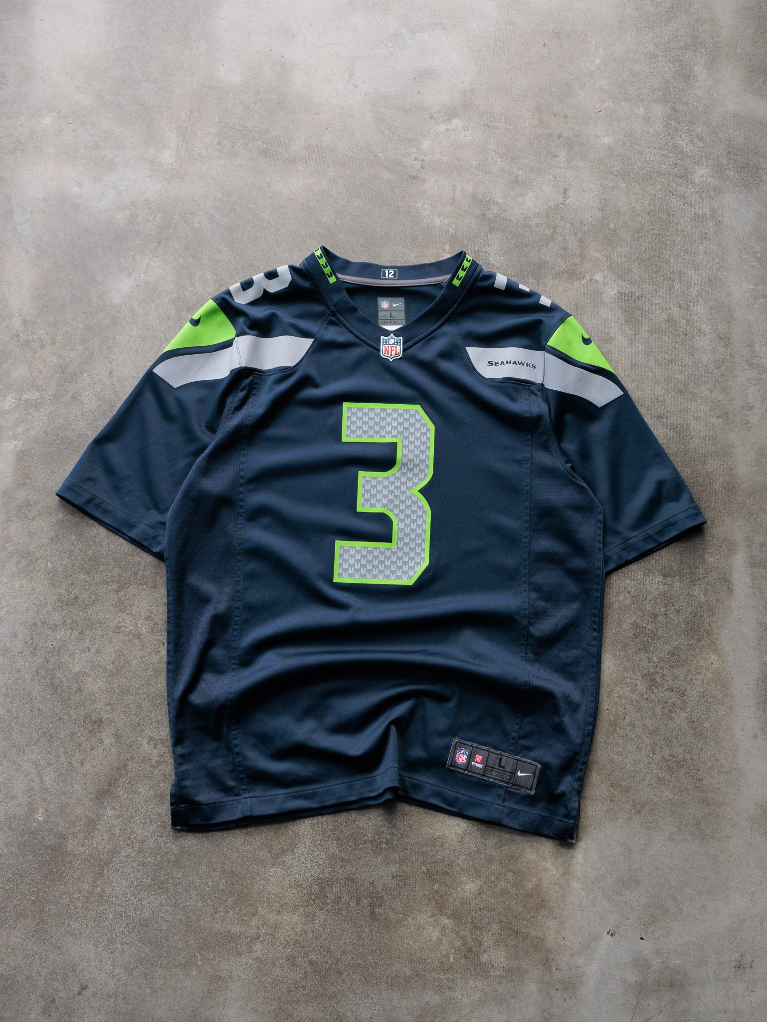 Blue Nike Seattle Seahawks Russell Wilson NFL Jersey (L)