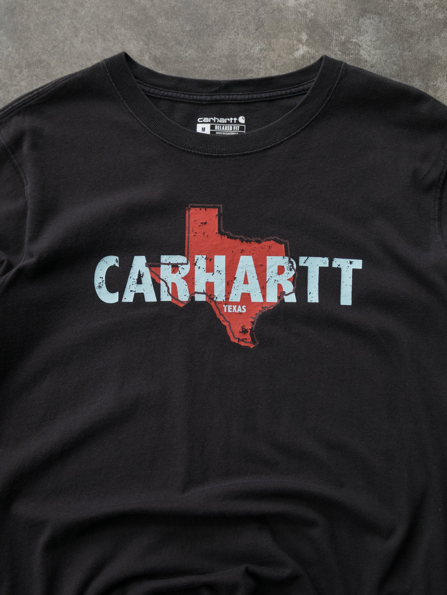 Vintage Black Carhartt Spell Out Texas Tee (M)