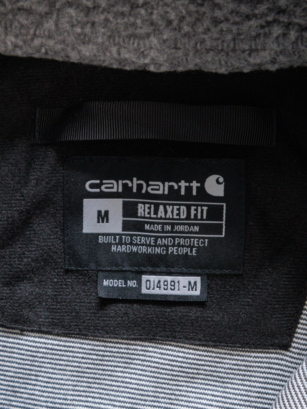 Vintage Grey Carhartt Sherpa Fleece Sweatshirt (M)