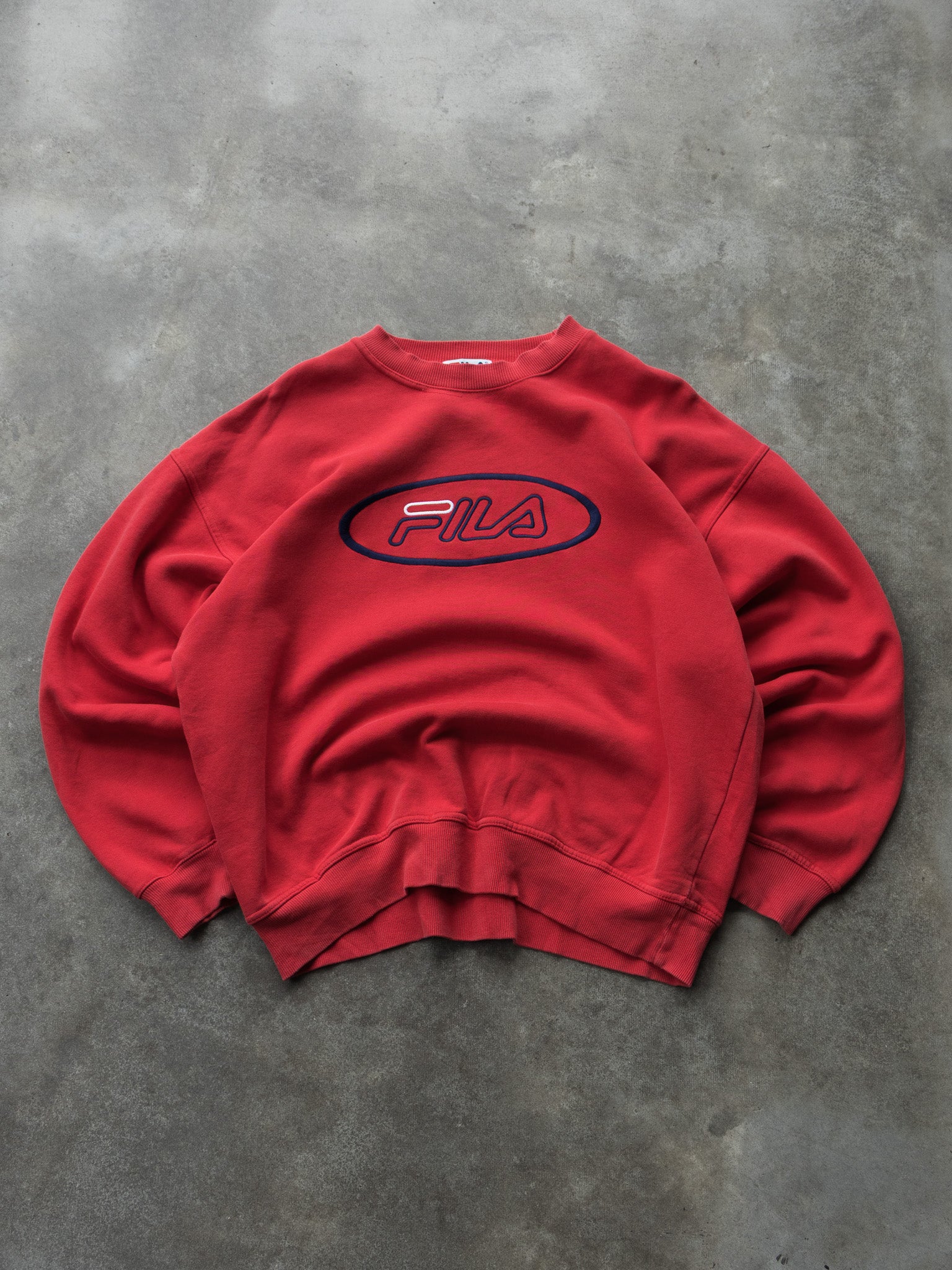 Vintage Red Fila Spell Out Sweatshirt (L)