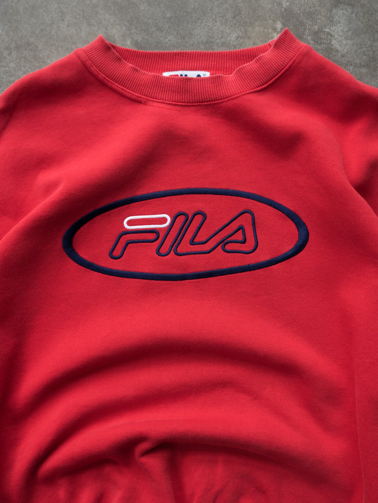 Vintage Red Fila Spell Out Sweatshirt (L)