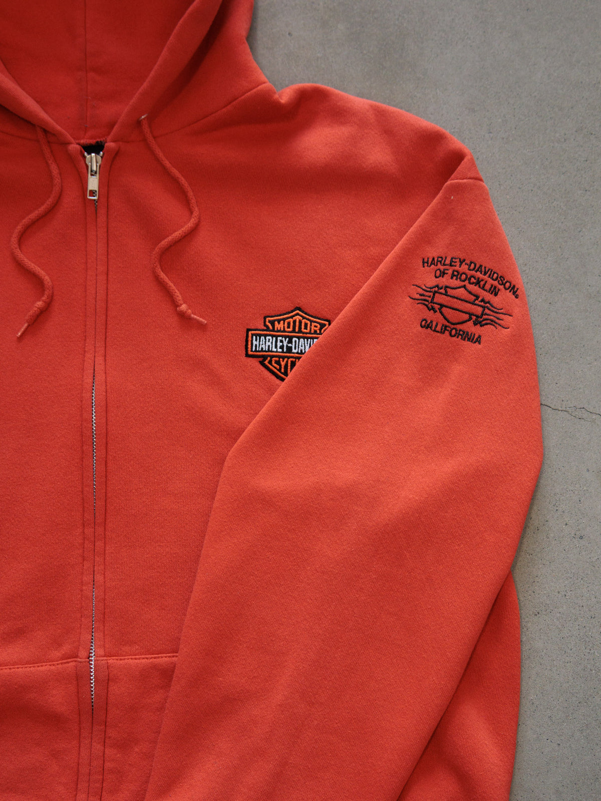 Vintage Orange Harley-Davidson of Rocklin California Full Zip Hoodie (-)