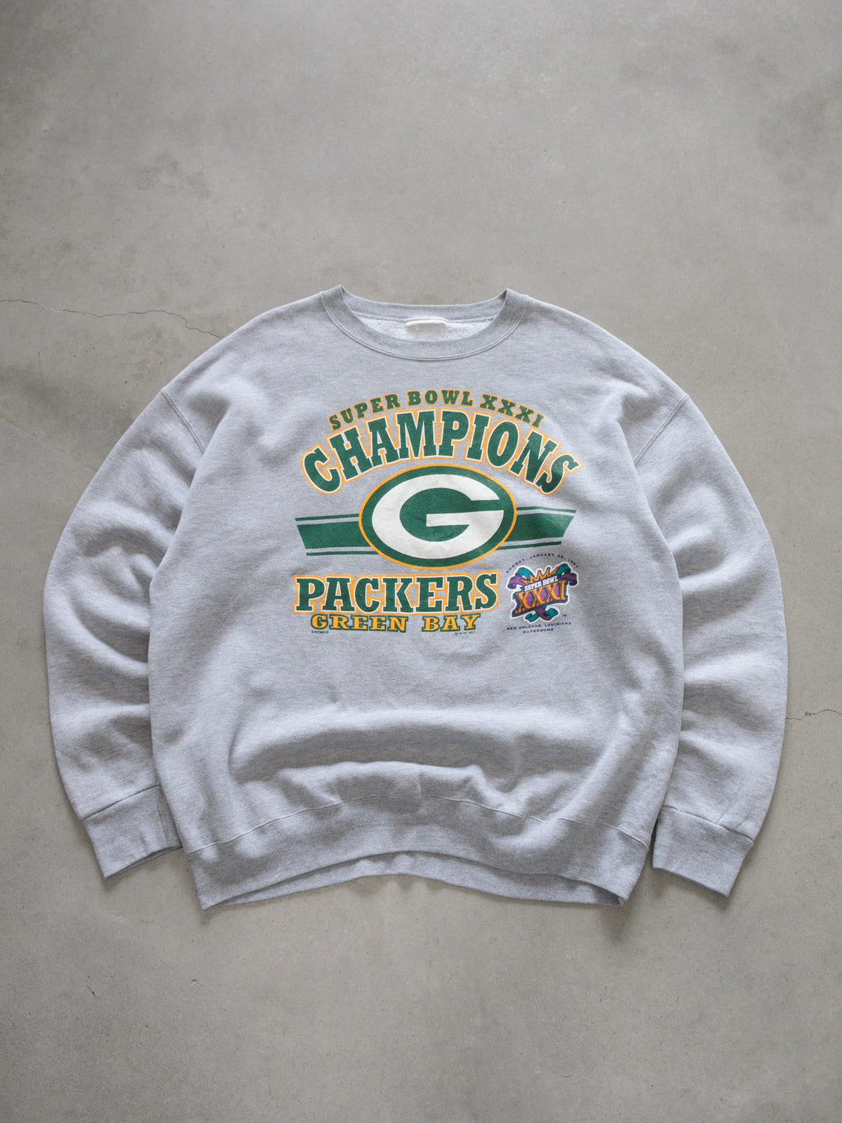 Vintage 1997 Grey Green Bay Packers Super Bowl Champions Sweatshirt (-)