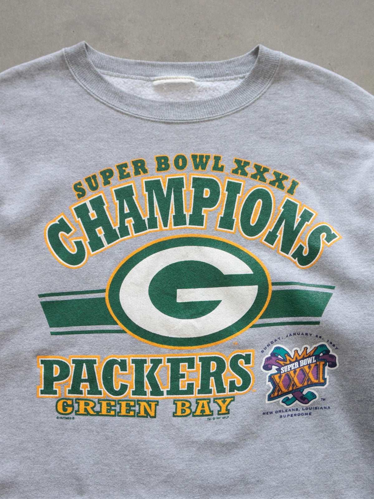 Vintage 1997 Grey Green Bay Packers Super Bowl Champions Sweatshirt (-)