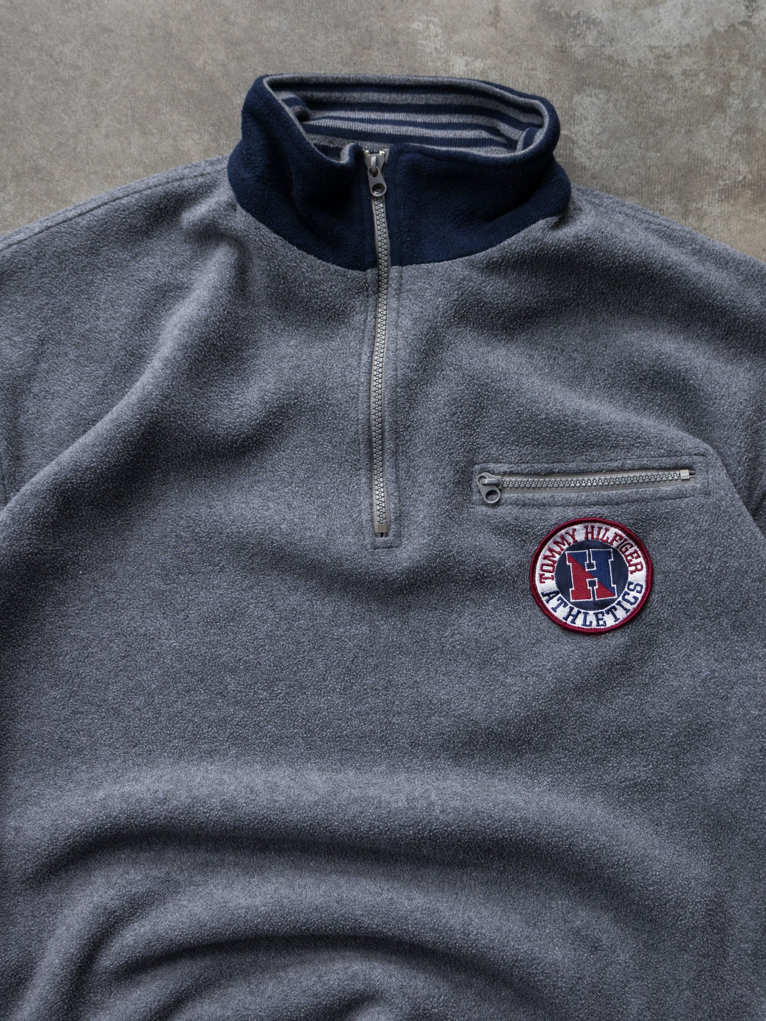 Vintage 90s Grey Tommy Hilfiger Athletics Quarter Zip Fleece (M)