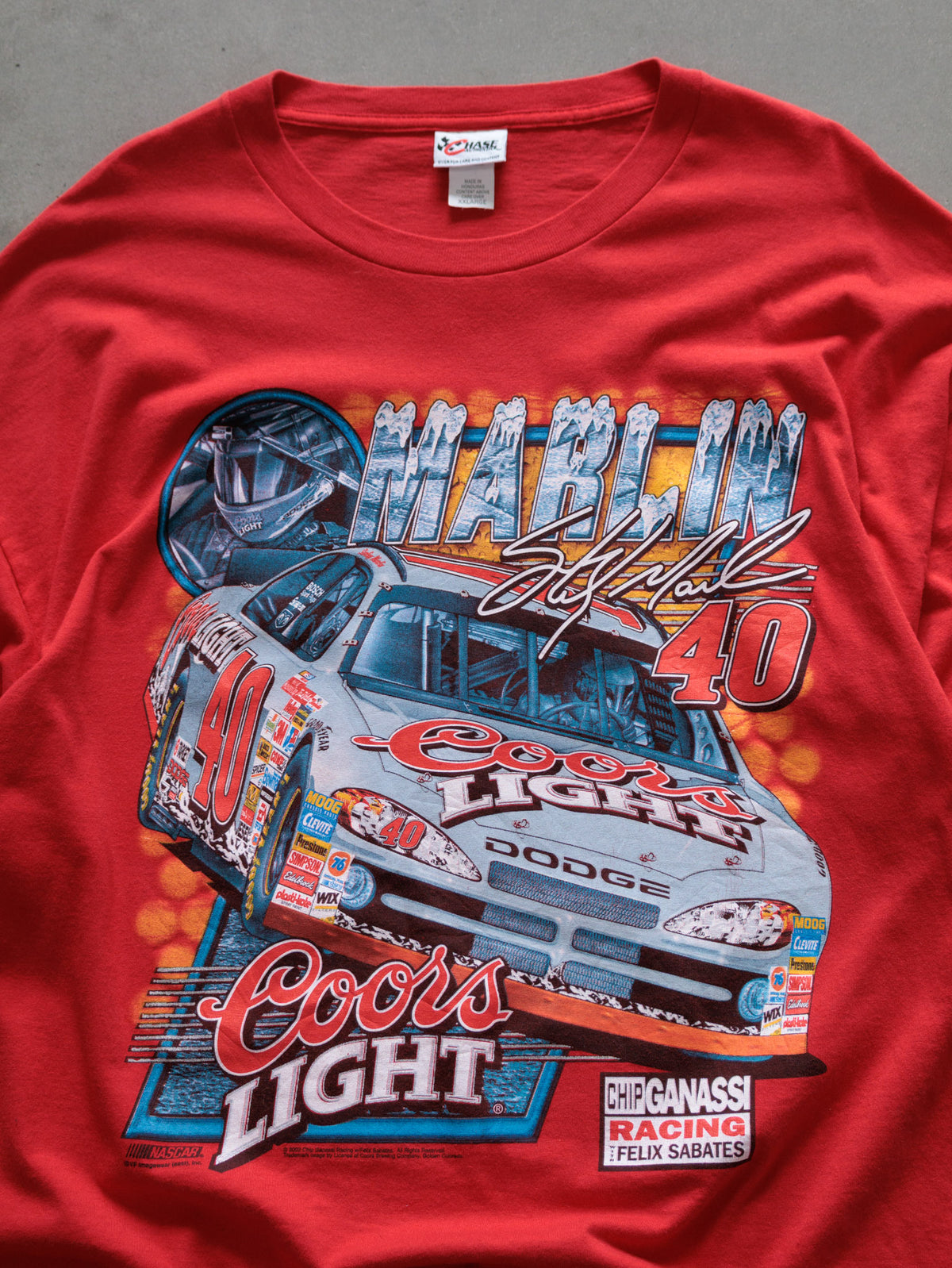 Vintage 00s Red NASCAR Sterling Marlin Coors Light Tee (2XL)