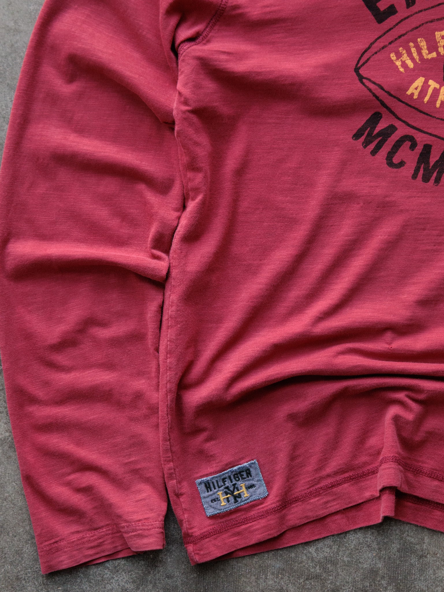 Vintage Red Tommy Hilfiger Eastern Athletics Long Sleeve Tee (L)