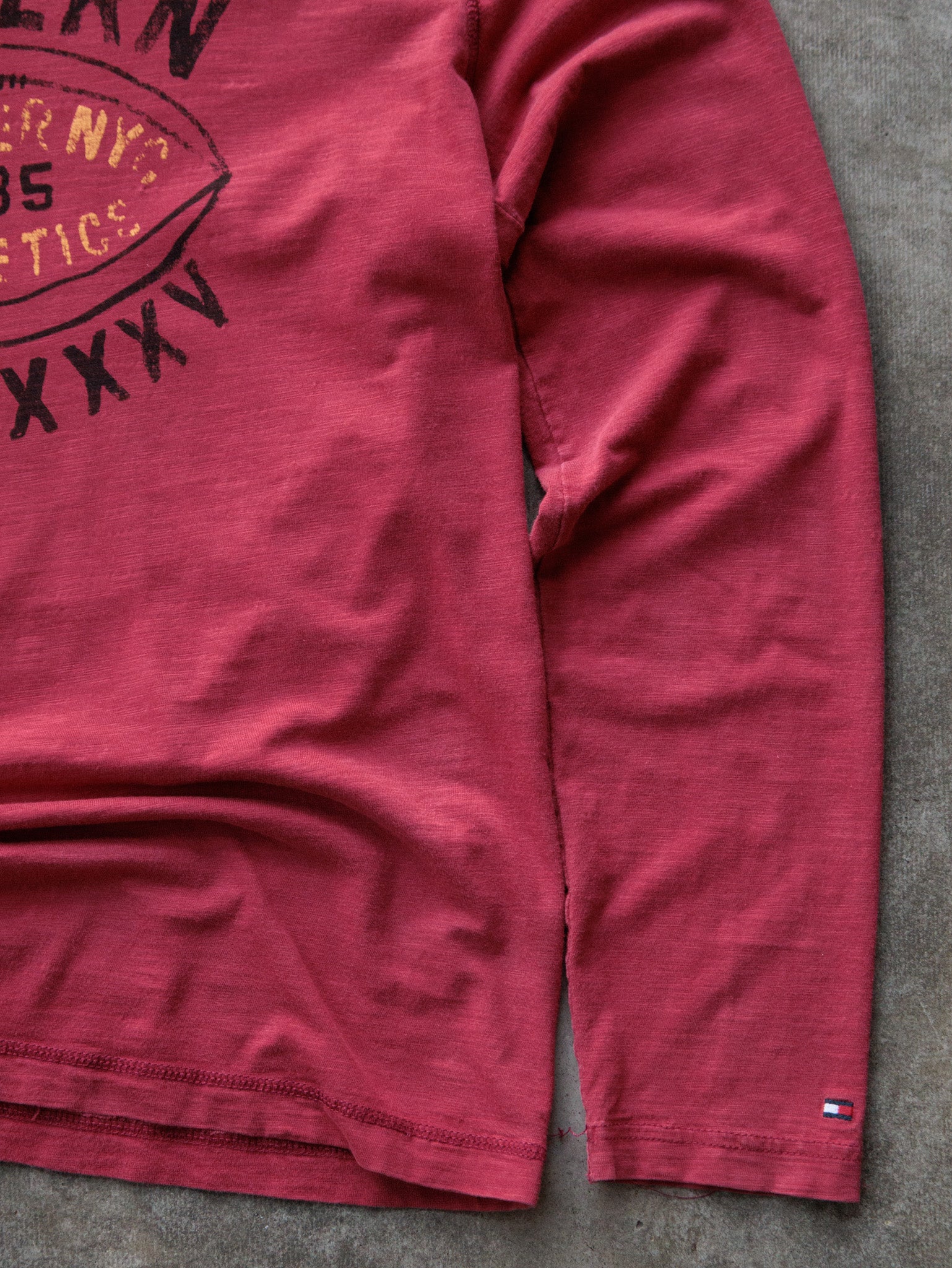 Vintage Red Tommy Hilfiger Eastern Athletics Long Sleeve Tee (L)