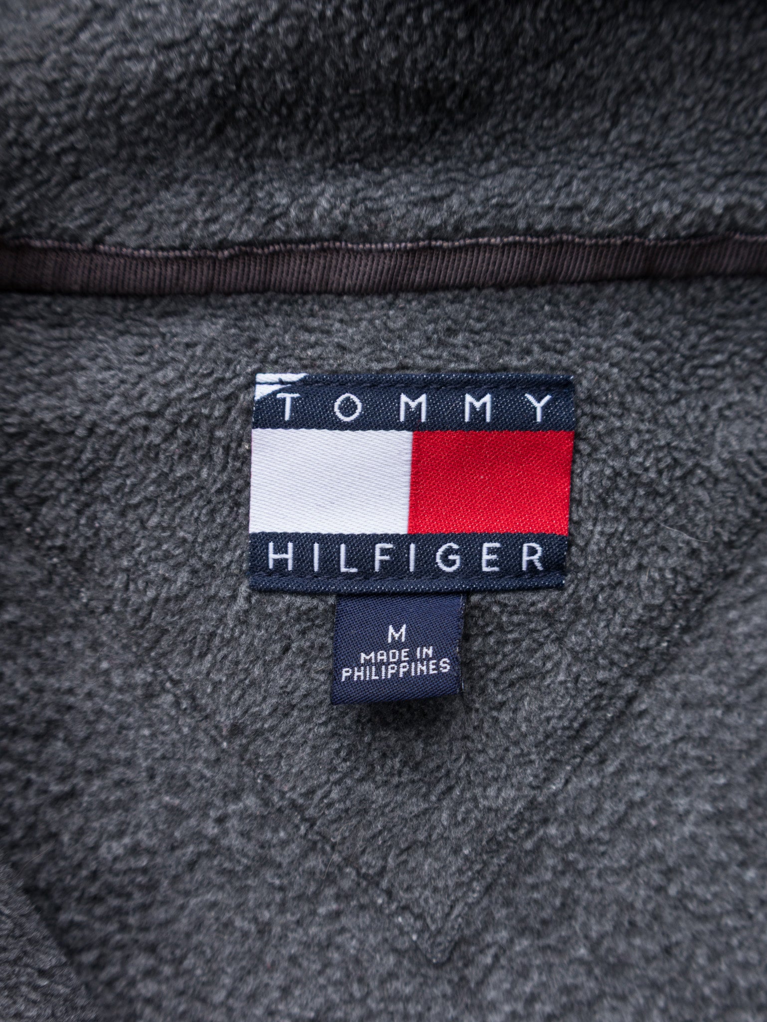 Vintage 00s Grey Tommy Hilfiger Quarter Zip Fleece Sweatshirt (M)