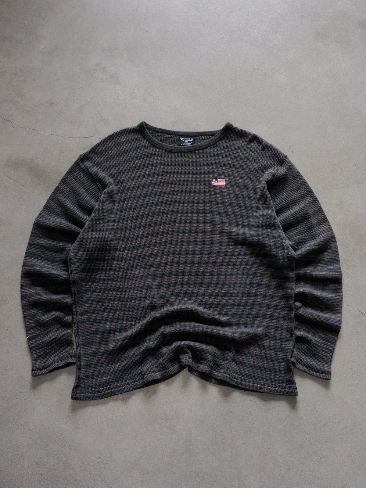Vintage 90s Black Striped Polo Jeans Co. Ralph Lauren Knit Sweater (XL)