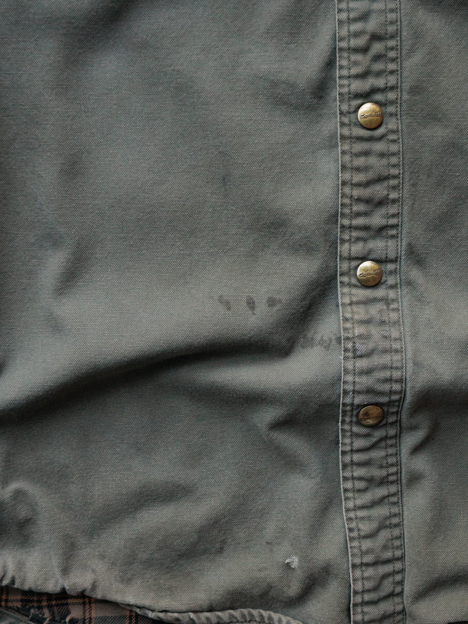 Vintage Green Carhartt Flannel-Lined Shirt (L Tall)