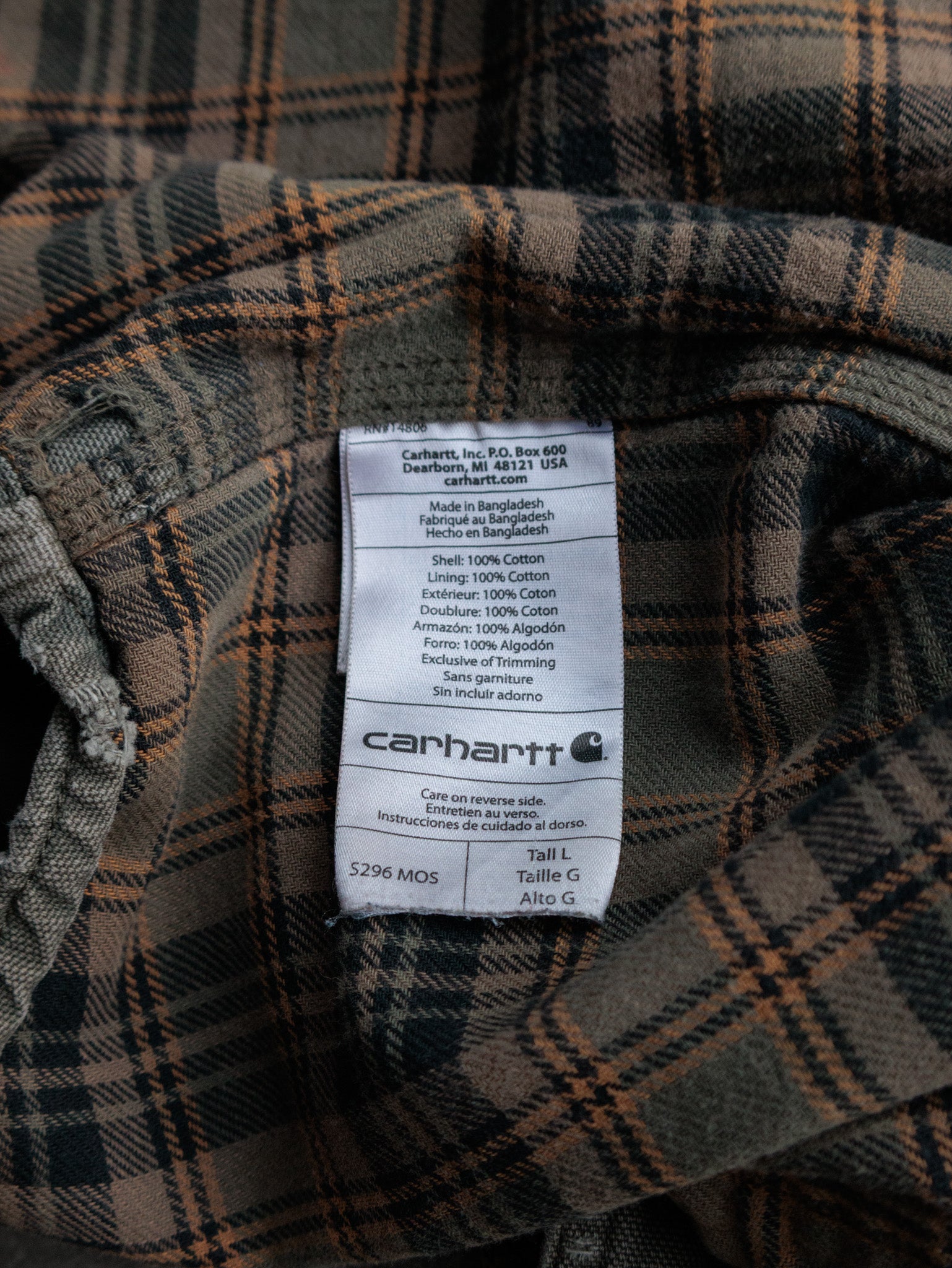 Vintage Green Carhartt Flannel-Lined Shirt (L Tall)