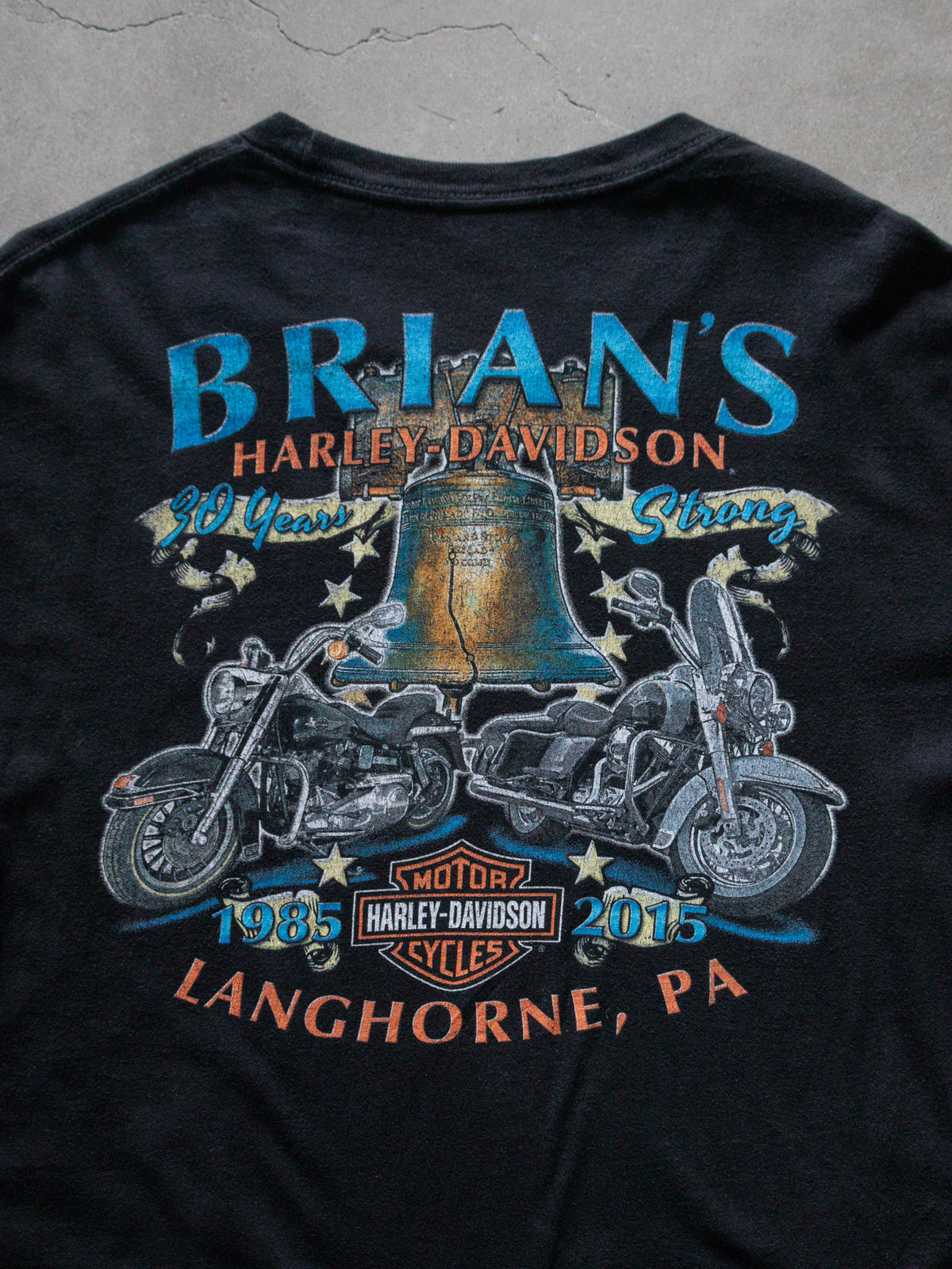 Vintage 2015 Black Harley-Davidson Langhorne Pennsylvania Tee (XL)
