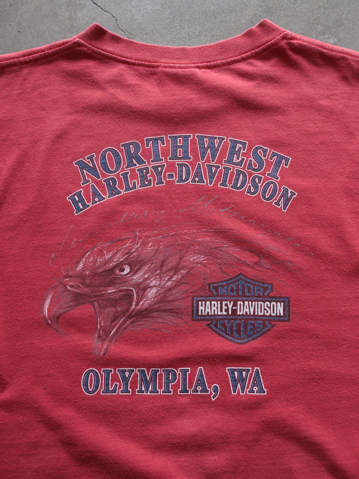 Vintage Red Harley-Davidson Olympia Washington Tee (L)