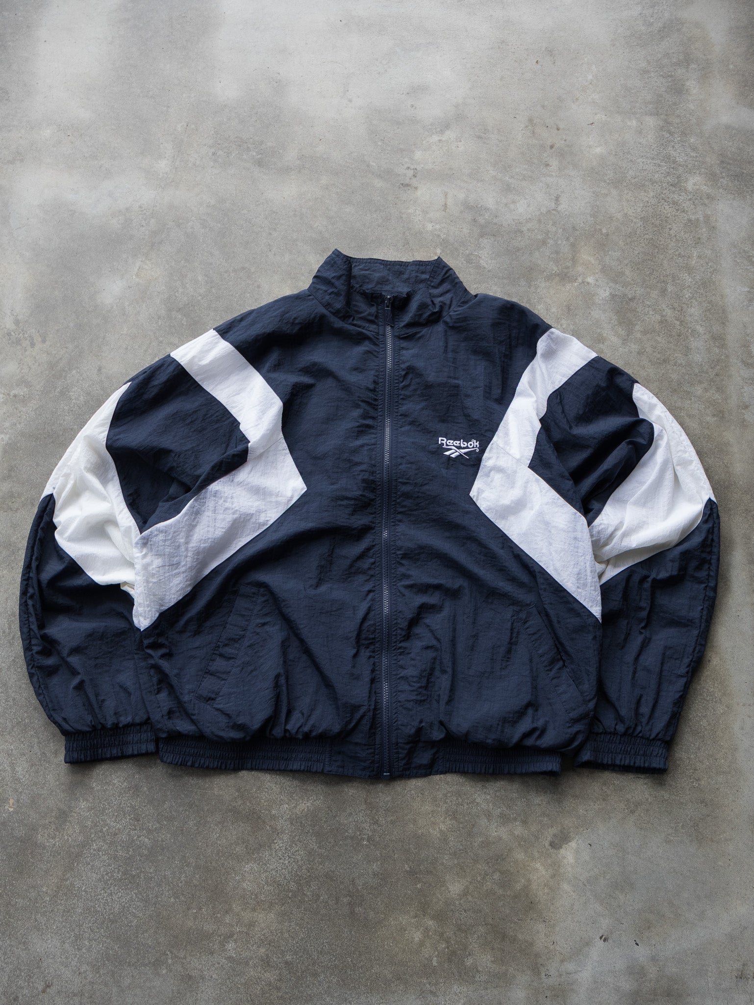 Vintage Navy & White Reebok Windbreaker (L)