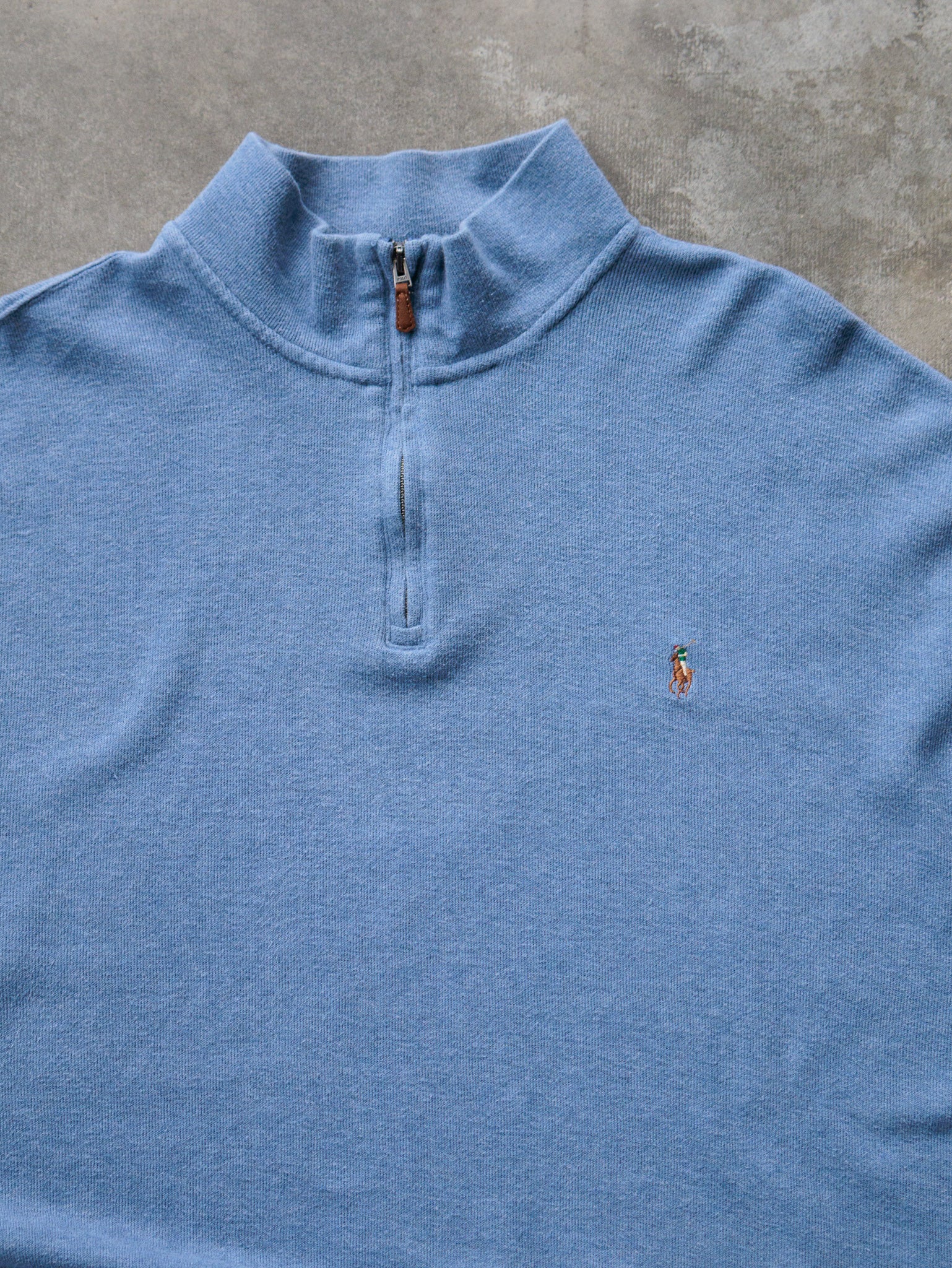 Vintage Blue Polo Ralph Lauren Quarter Zip Sweatshirt (2XL)