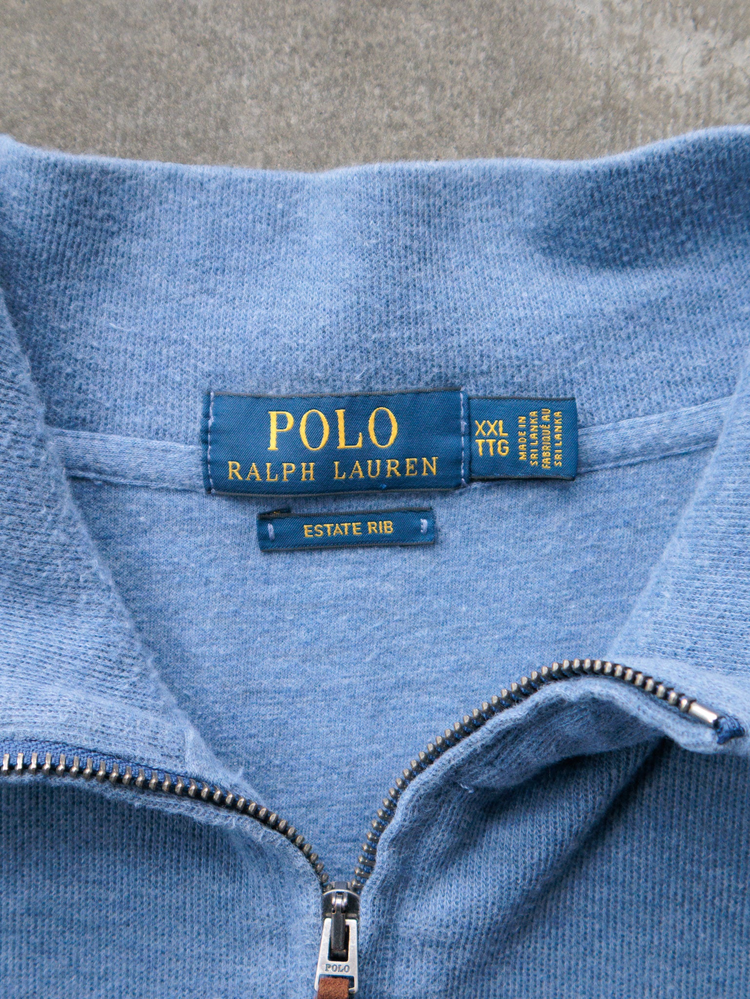 Vintage Blue Polo Ralph Lauren Quarter Zip Sweatshirt (2XL)