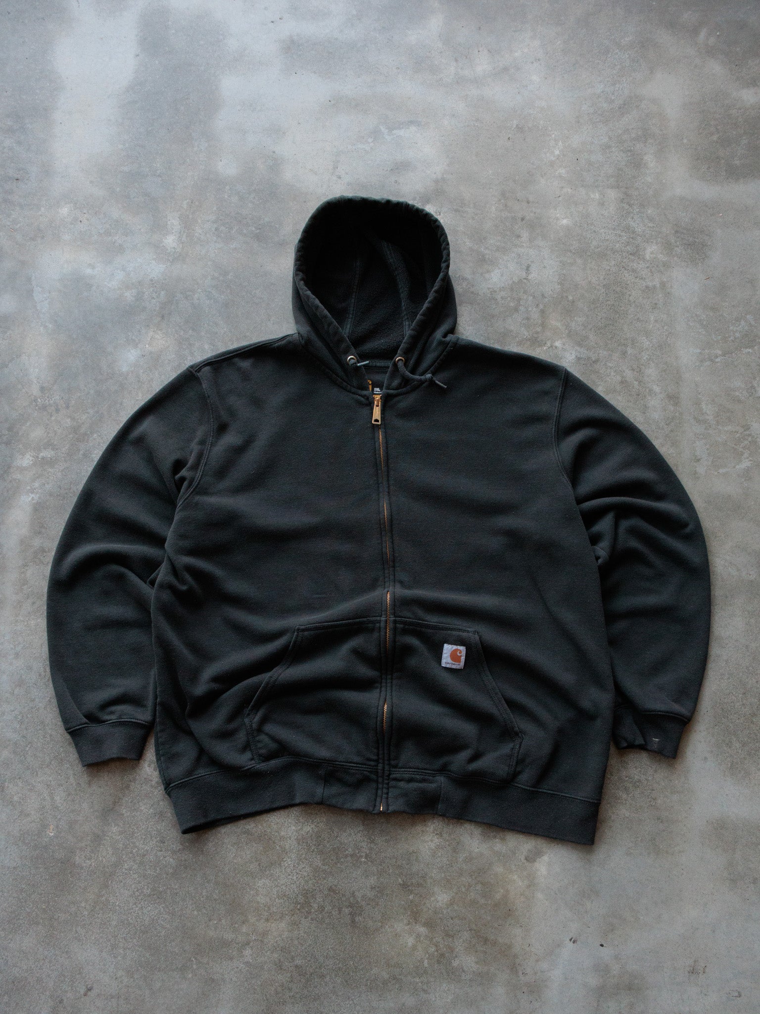Vintage Black Carhartt Sherpa Lined Full Zip Hoodie (2XL)