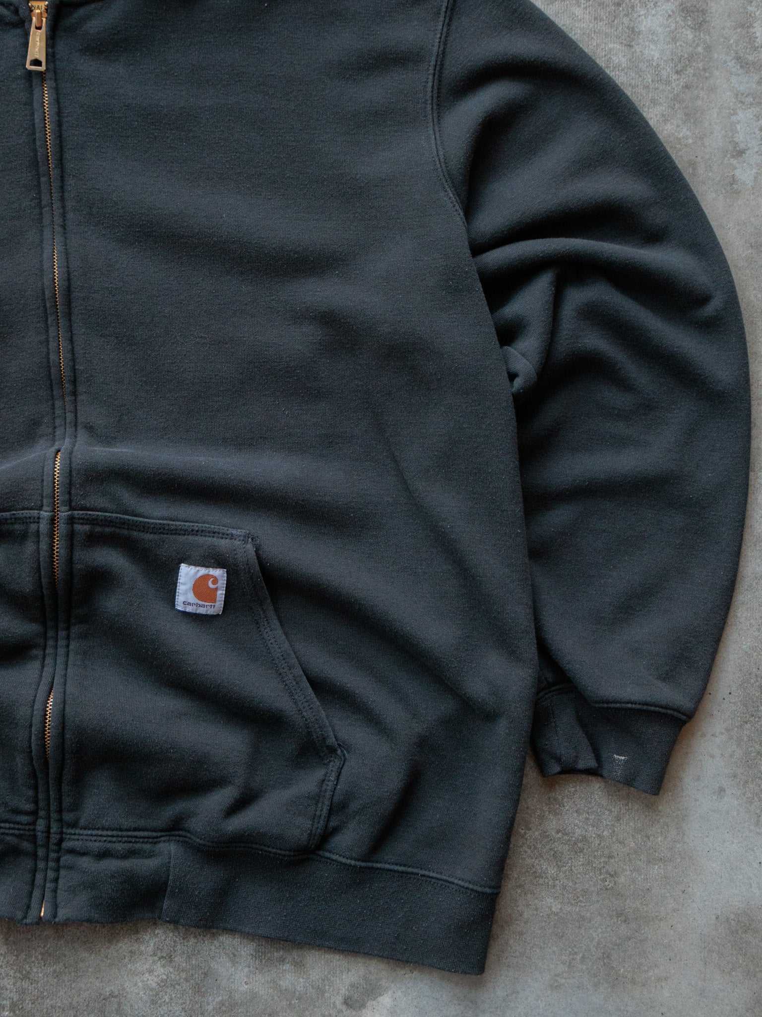 Vintage Black Carhartt Sherpa Lined Full Zip Hoodie (2XL)