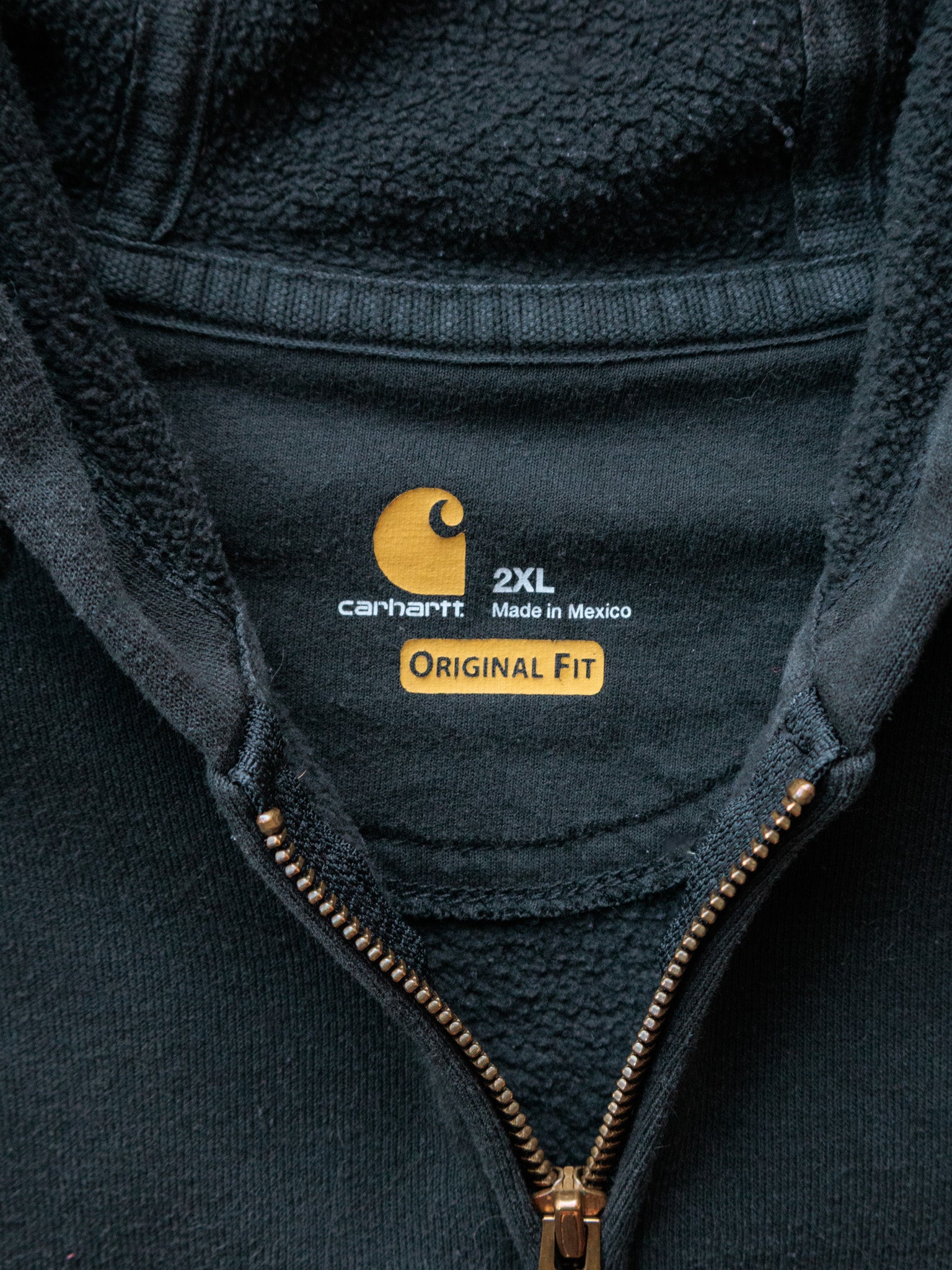 Vintage Black Carhartt Sherpa Lined Full Zip Hoodie (2XL)