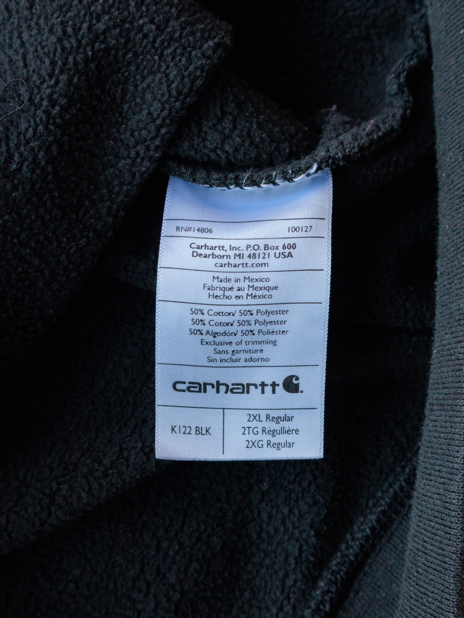 Vintage Black Carhartt Sherpa Lined Full Zip Hoodie (2XL)