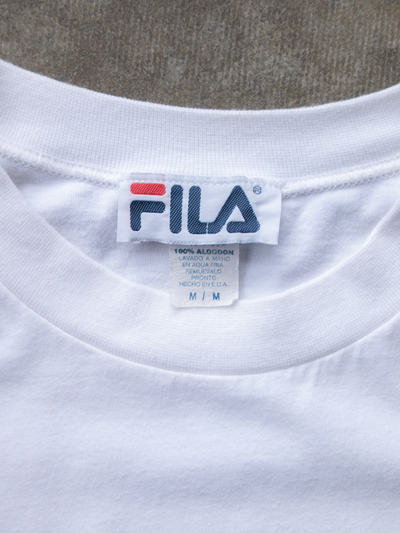Vintage 90s White Fila Logo Tee (M)