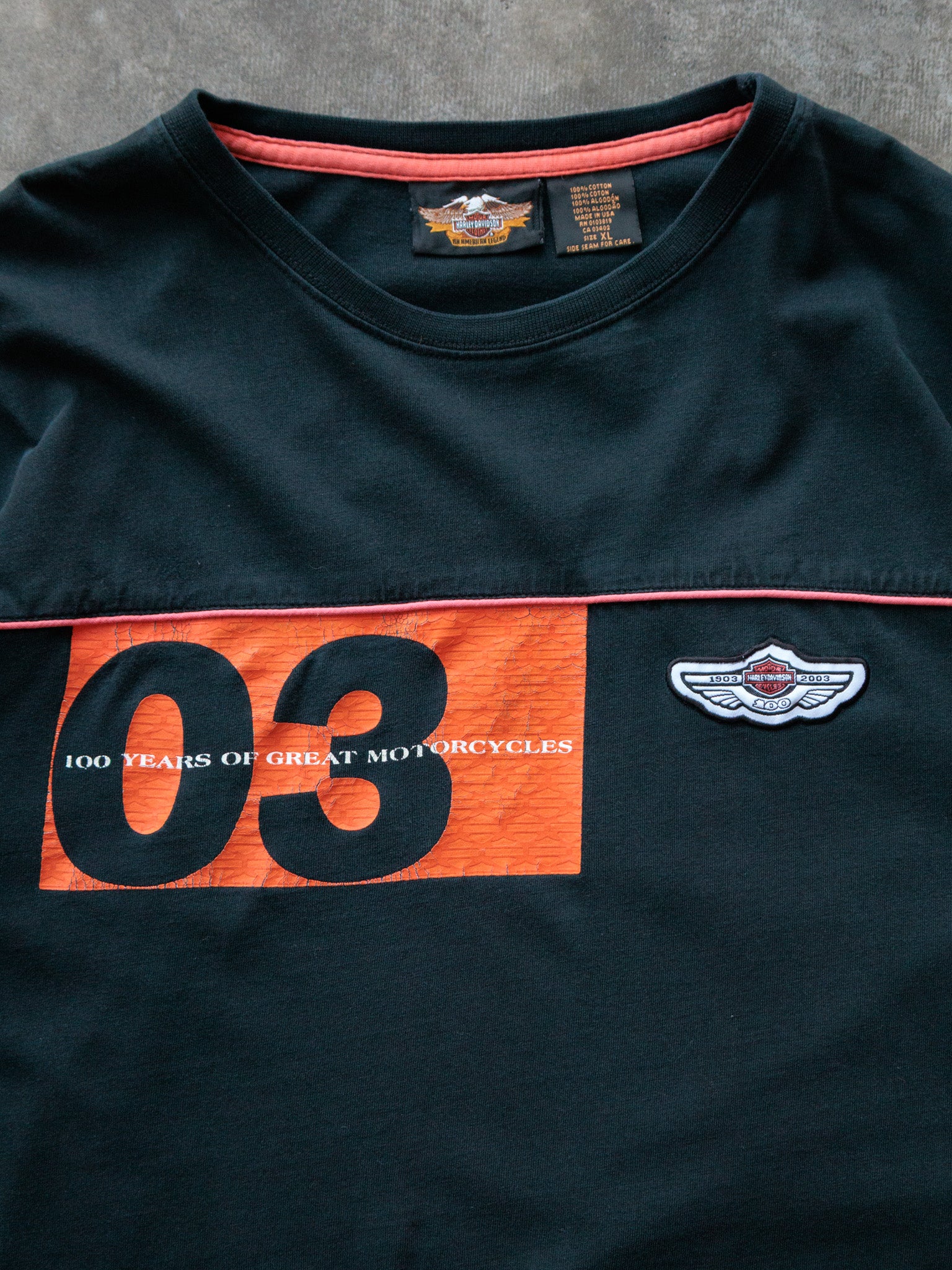 Vintage 2003 Black Harley-Davidson 100th Anniversary Tee (XL)