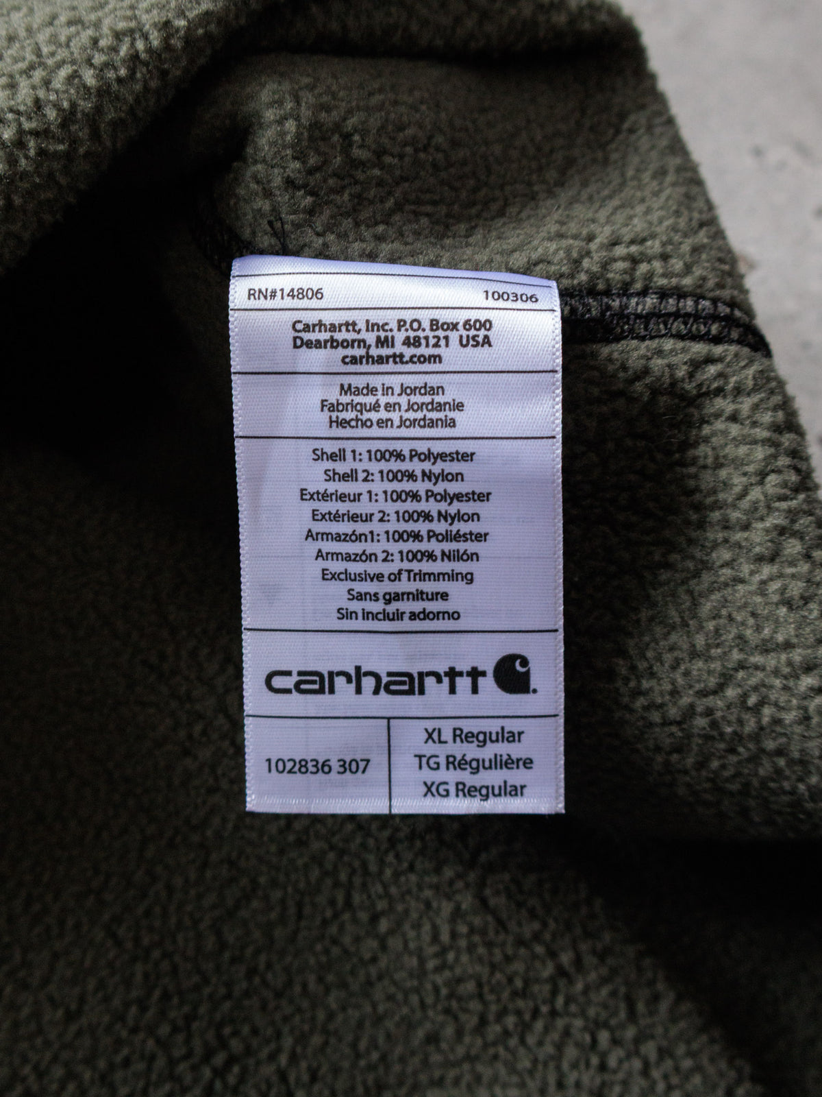 Vintage Green Carhartt Colourblock Fleece Quarter Zip (XL)