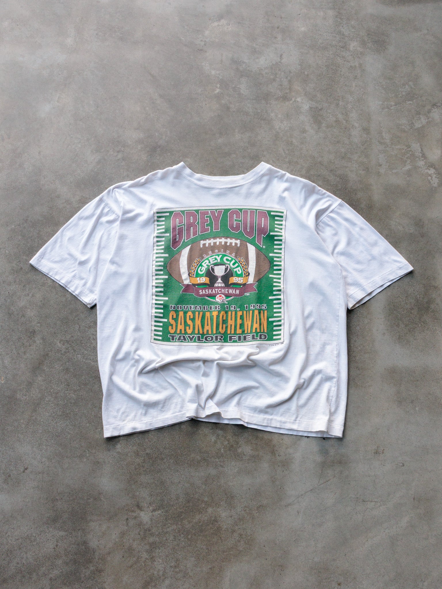 Vintage 1995 White Grey Cup Saskatchewan Tee (-)