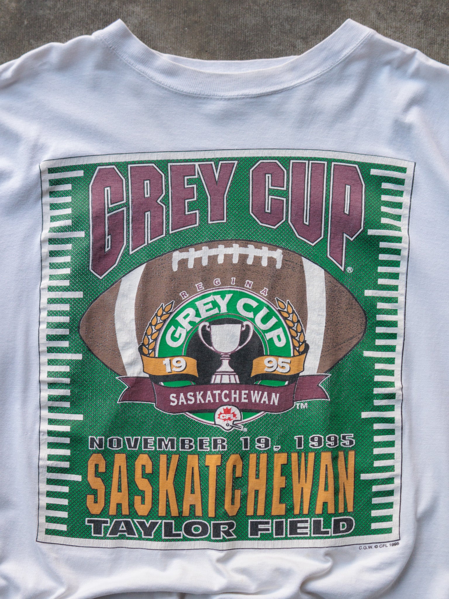 Vintage 1995 White Grey Cup Saskatchewan Tee (-)