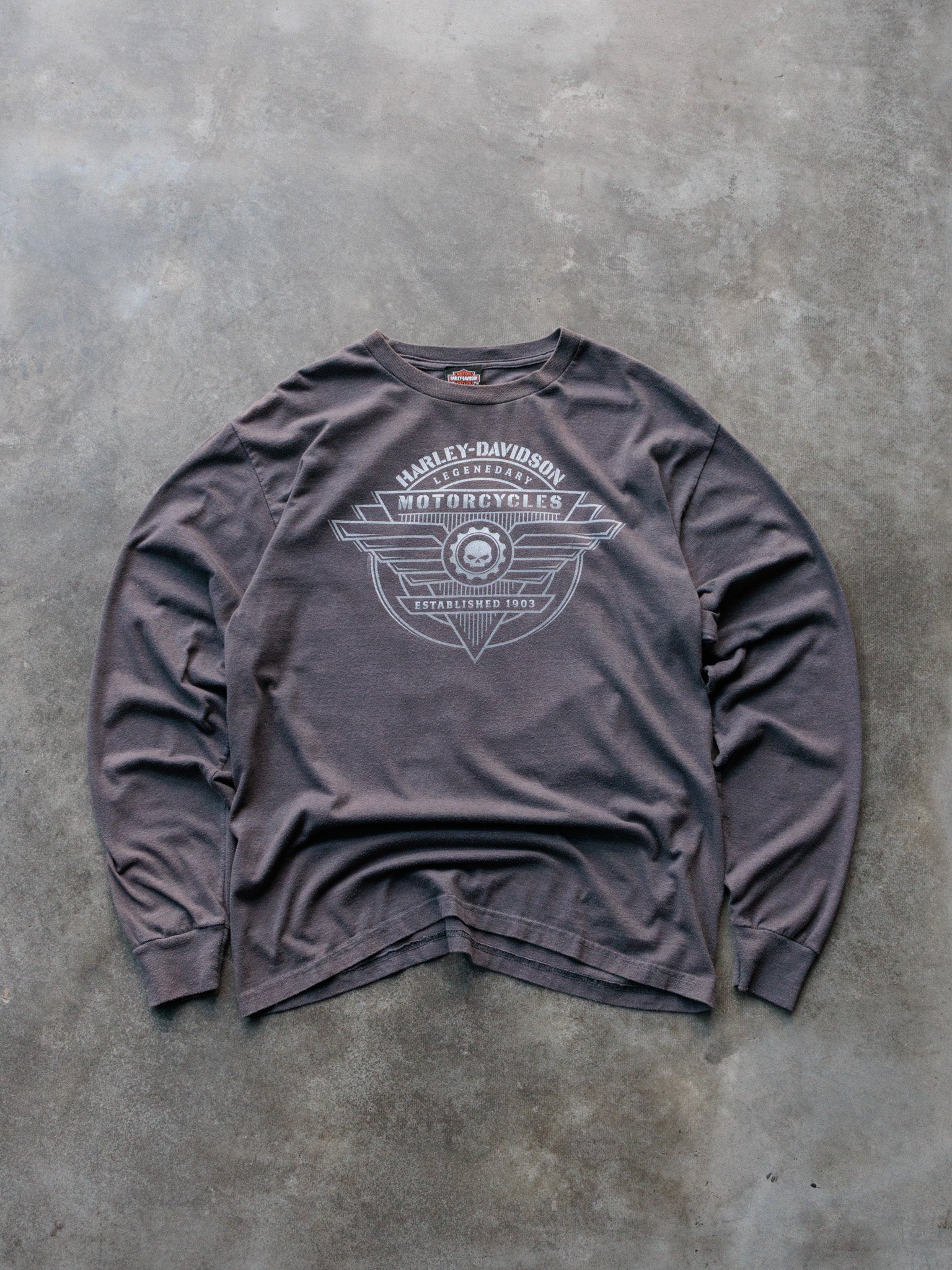 Vintage Grey Harley-Davidson Pittsfield Massachusetts Long Sleeve Tee (M)
