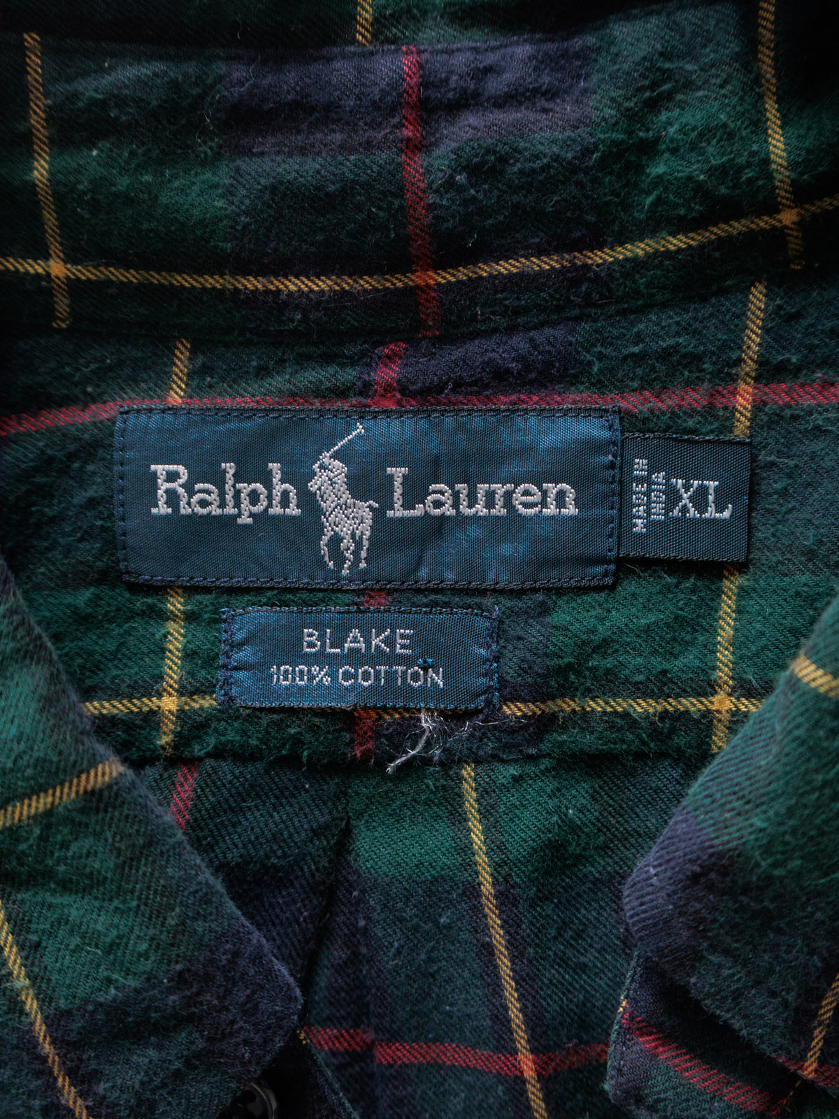 Vintage Green Plaid Ralph Lauren Flannel Shirt (XL)